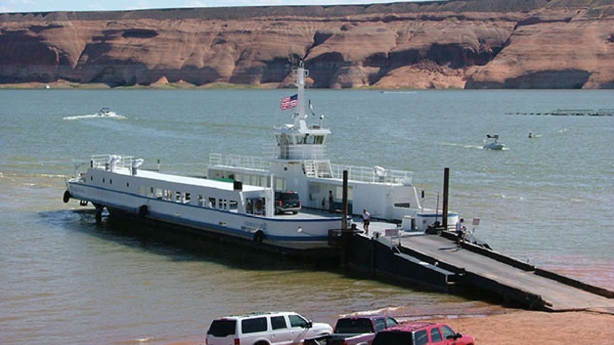The Charles Hall Ferry pictured in 2016. Utah leaders and transportation officials said Wednesday that they're ready to move on from the service that's becoming increasingly inoperable as the reservoir drops.