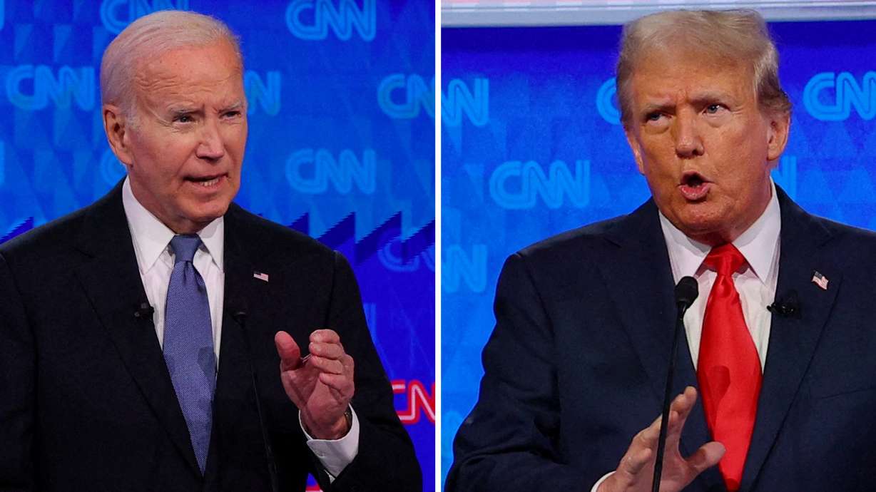 Democratic Party presidential candidate President Joe Biden and Republican presidential candidate former president Donald Trump debate in Atlanta, Ga., June 27.