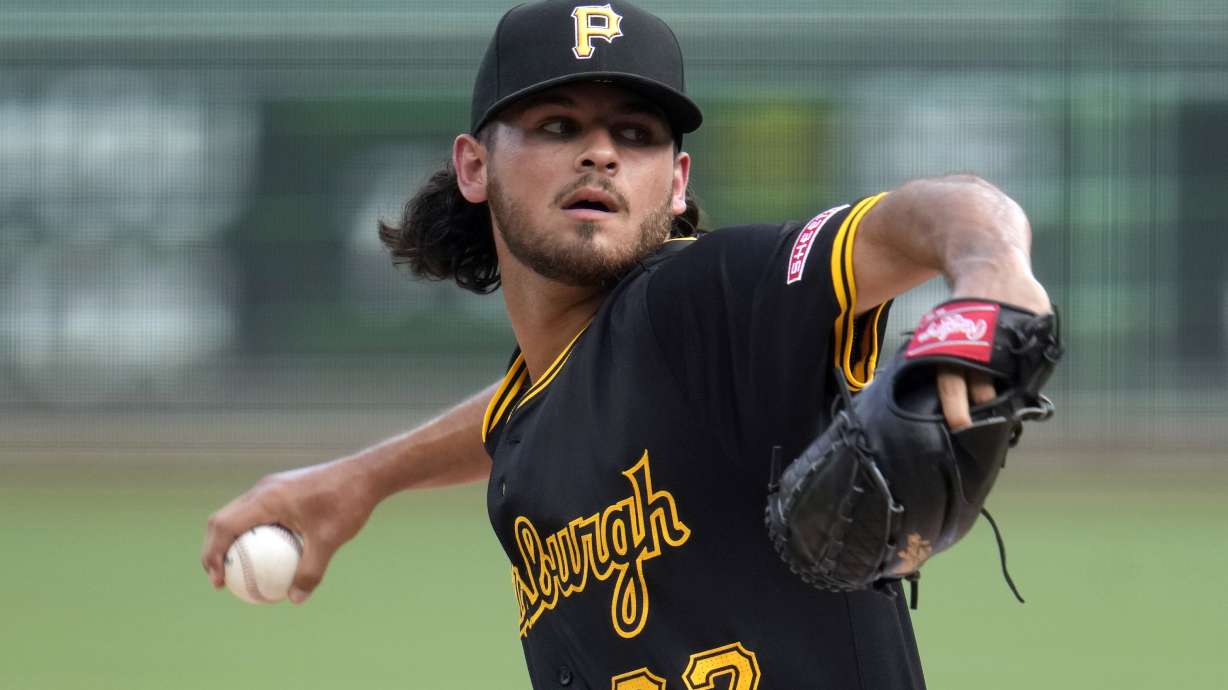 Pittsburgh Pirates starting pitcher Jared Jones delivers during the first inning of a baseball game against the St. Louis Cardinals in Pittsburgh, Wednesday, July 3, 2024.
