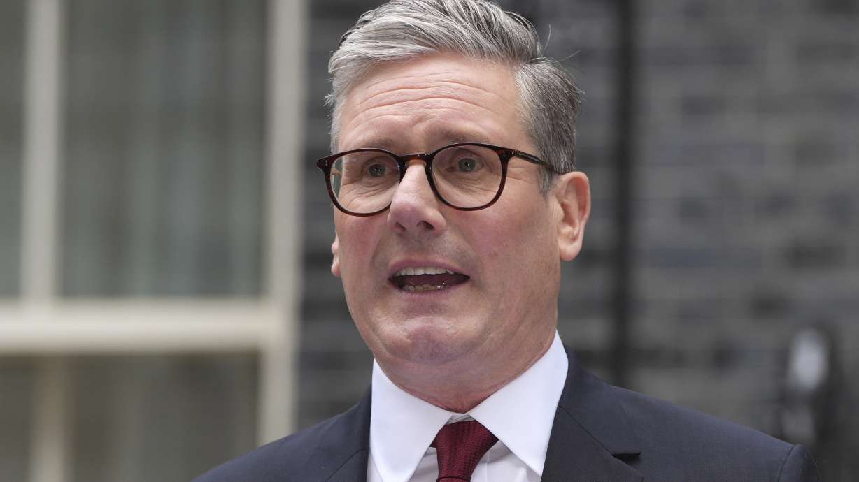 Britain's Labour Party Prime Minister Keir Starmer makes speech outside 10 Downing Street in London, Friday. Starmer won the general election on July 4, and was appointed Prime Minster by King Charles III at Buckingham Palace.
