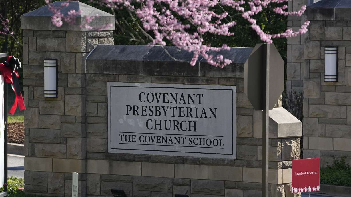 The Covenant School is seen on the one-year anniversary of a mass shooting, March 27, in Nashville, Tenn. The writings of a person who killed three 9-year-olds and three adults there cannot be released to the public, a Nashville judge ruled on Thursday.