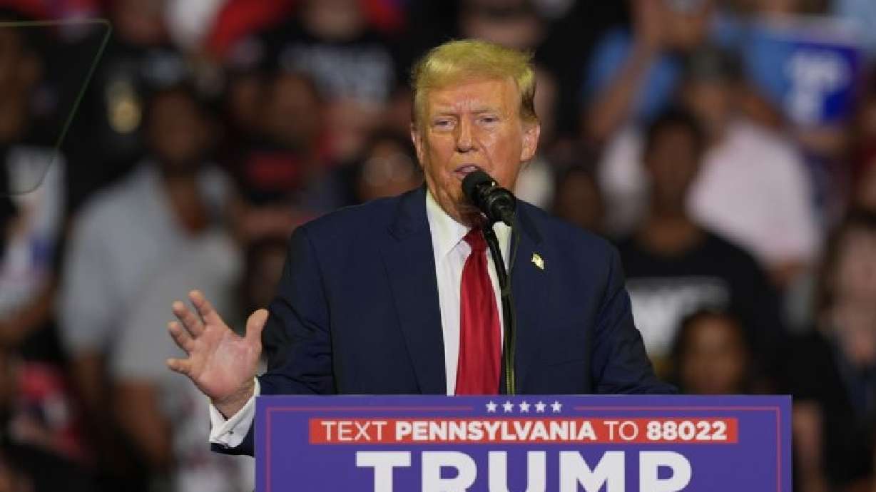 Donald Trump speaks at a campaign rally, June 22, in Philadelphia. Trump is seeking to distance himself from a plan for a massive overhaul of the federal government.