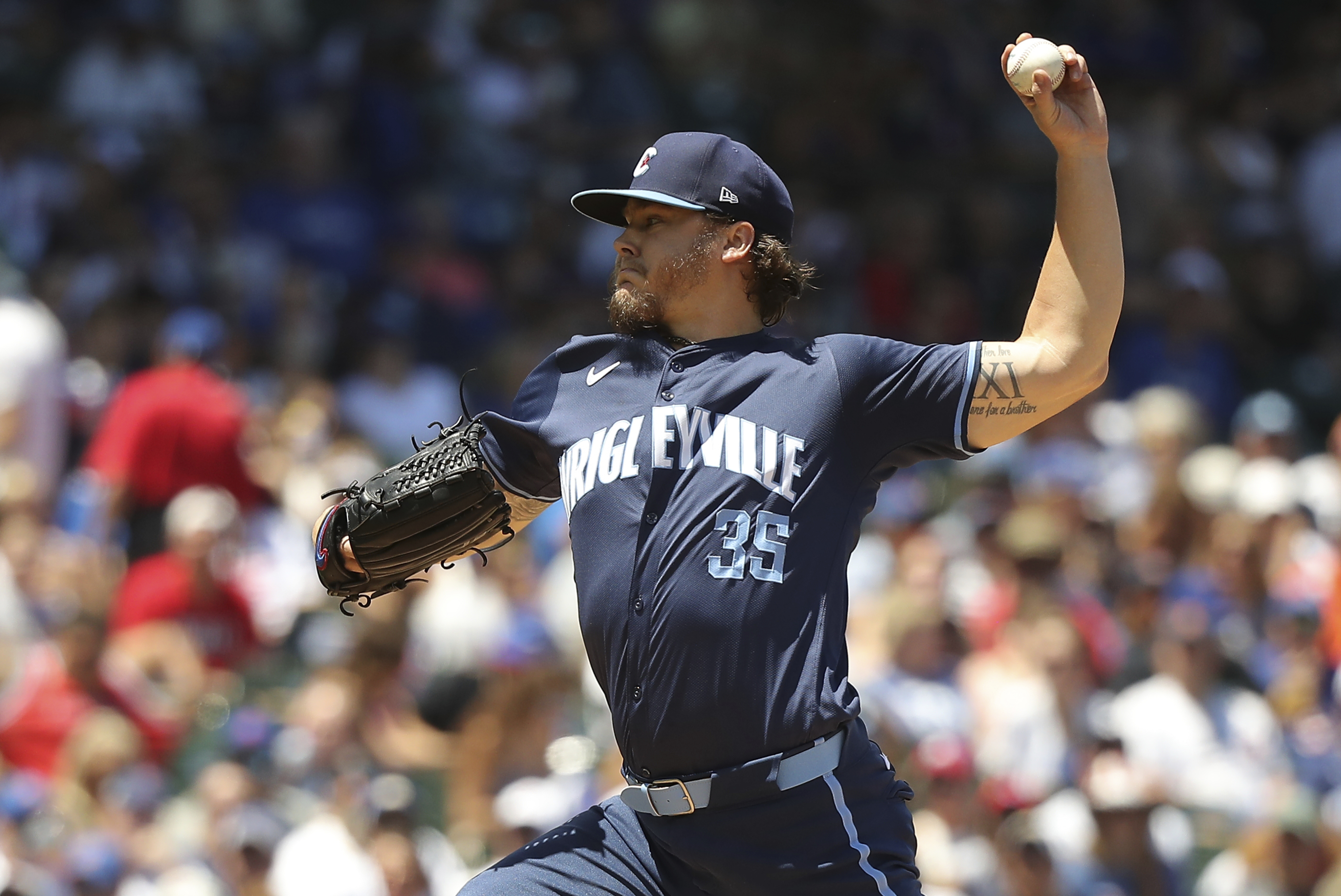 Chicago Cubs starting pitcher Justin Steele throws the ball during the first inning of a baseball game against the Los Angeles Angels Friday, July 5, 2024, in Chicago. 