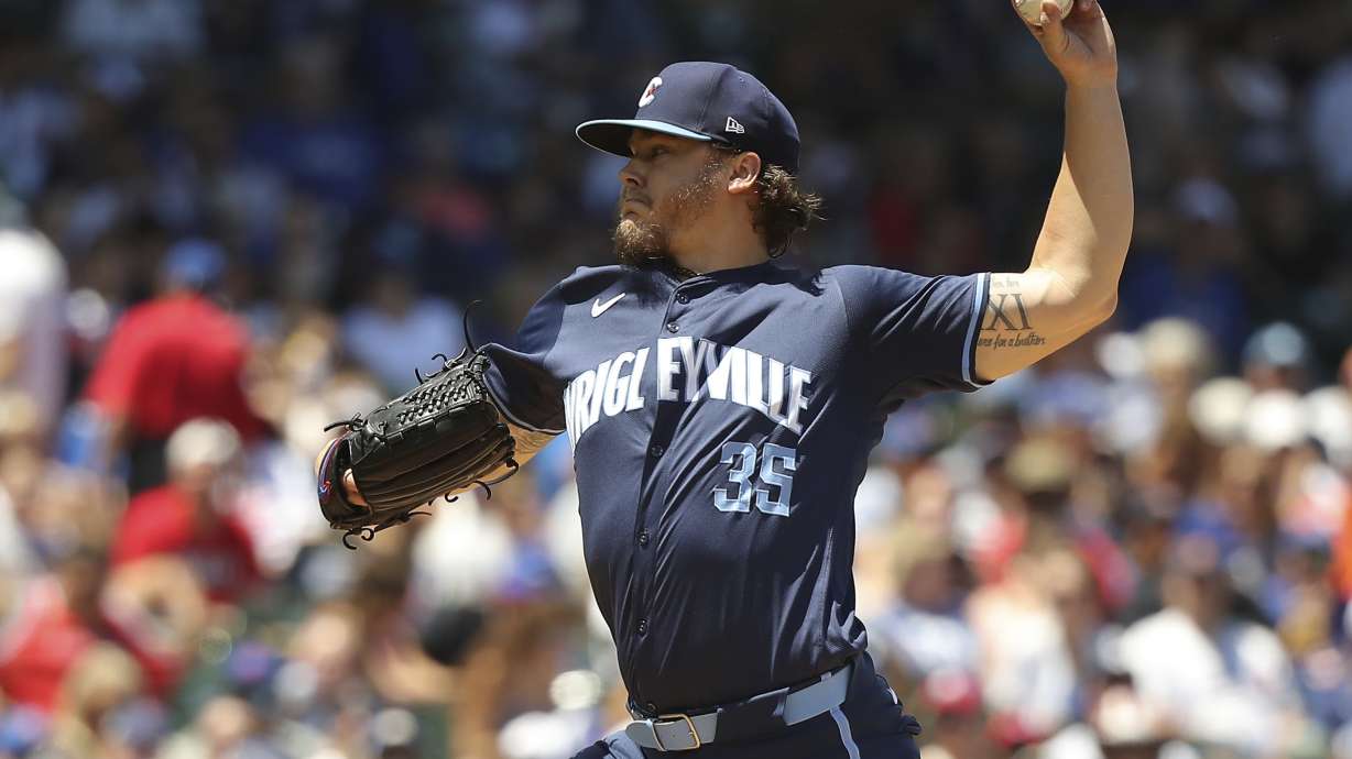 Chicago Cubs starting pitcher Justin Steele throws the ball during the first inning of a baseball game against the Los Angeles Angels Friday, July 5, 2024, in Chicago.