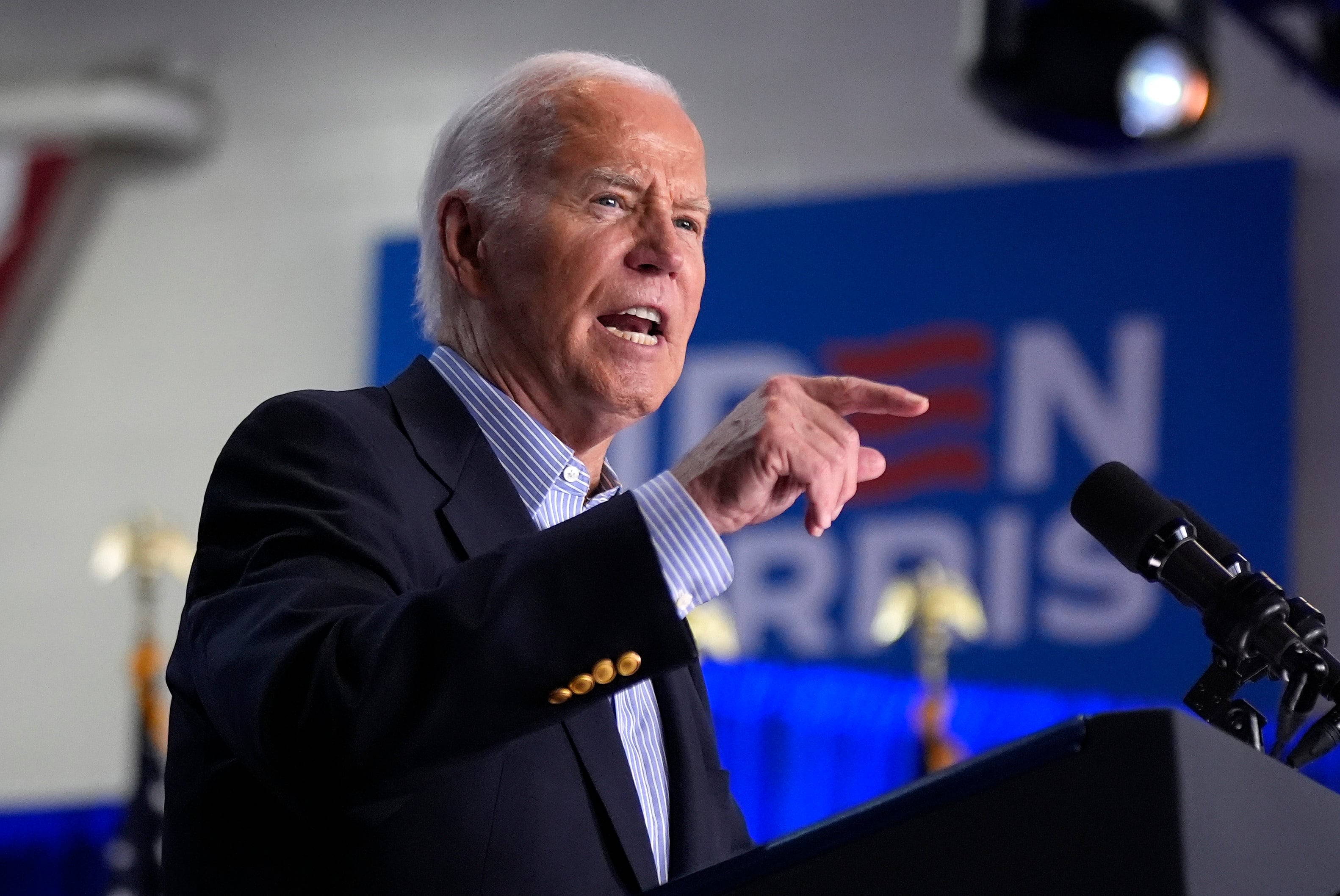 President Joe Biden speaks at a campaign rally at Sherman Middle School in Madison, Wis., Friday. Biden is working to repair image after his debate performance.