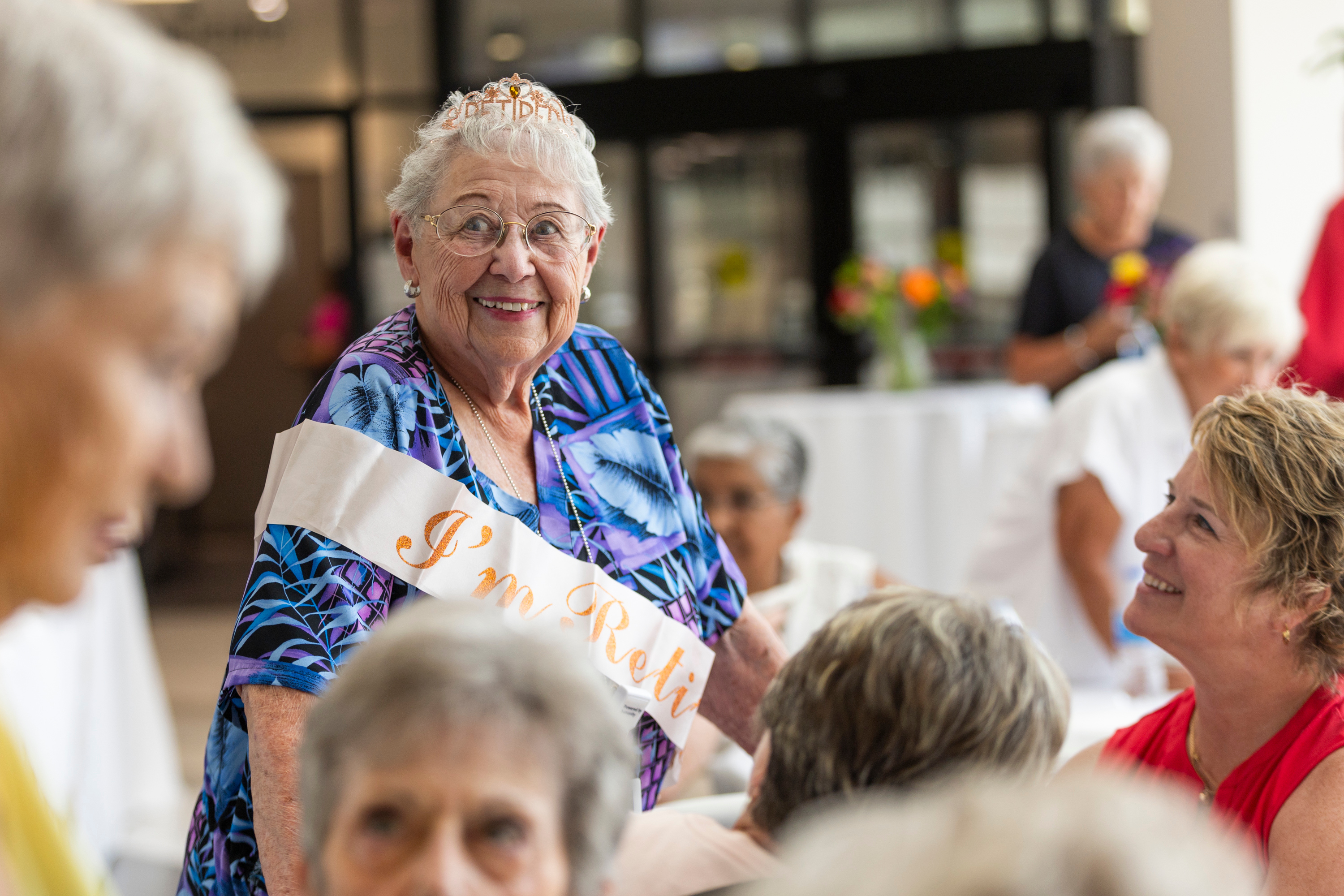 Wilene Lowther, often referred to as “Willy,” celebrates with friends and co-workers, past and present, her retirement from CommonSpirit Holy Cross Hospital after 65 years of service at Holy Cross in Salt Lake City on Monday.