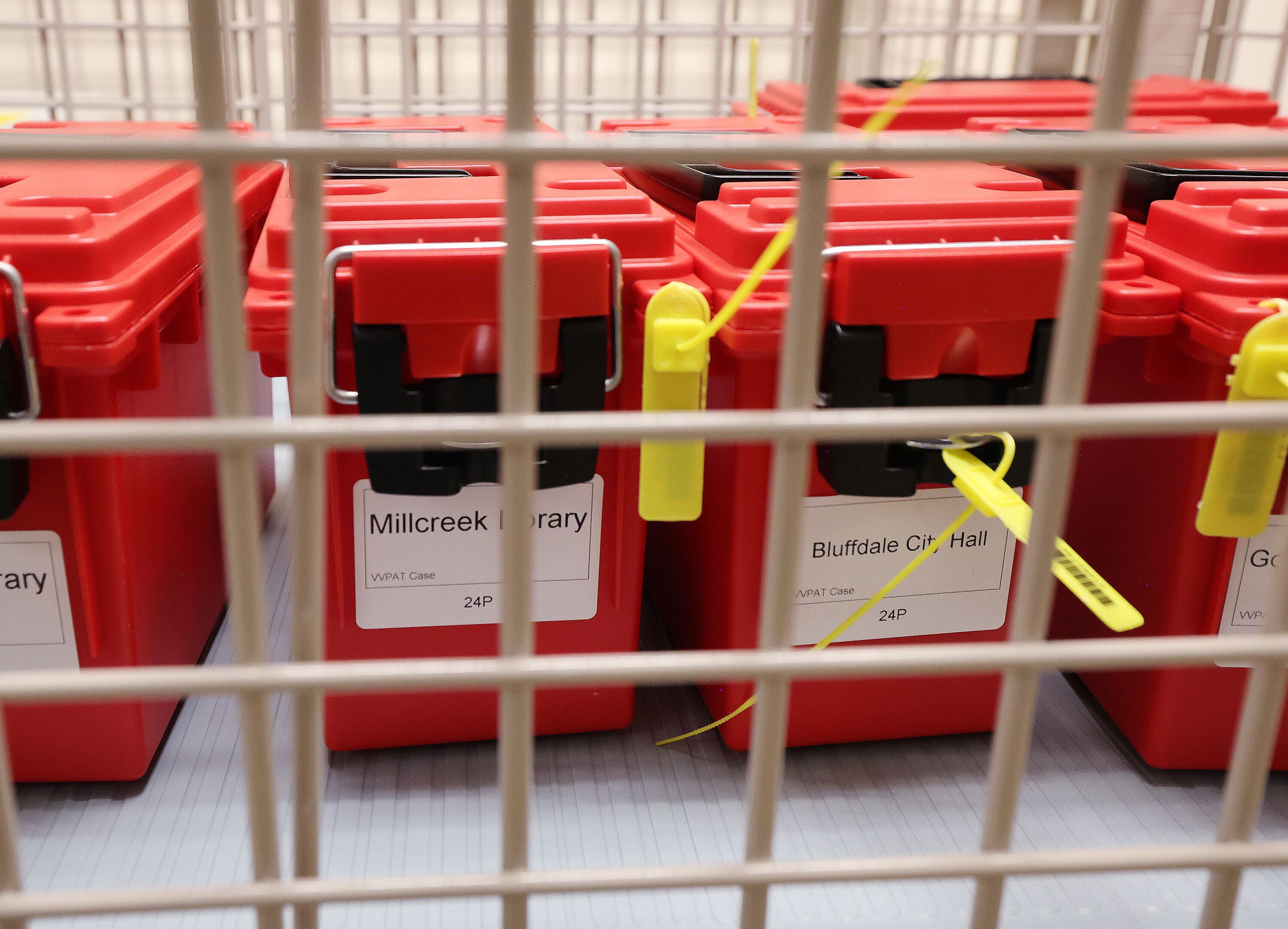 In-person ballots are audited for the primary election at the Salt Lake County Government Center in Salt Lake City on Tuesday.