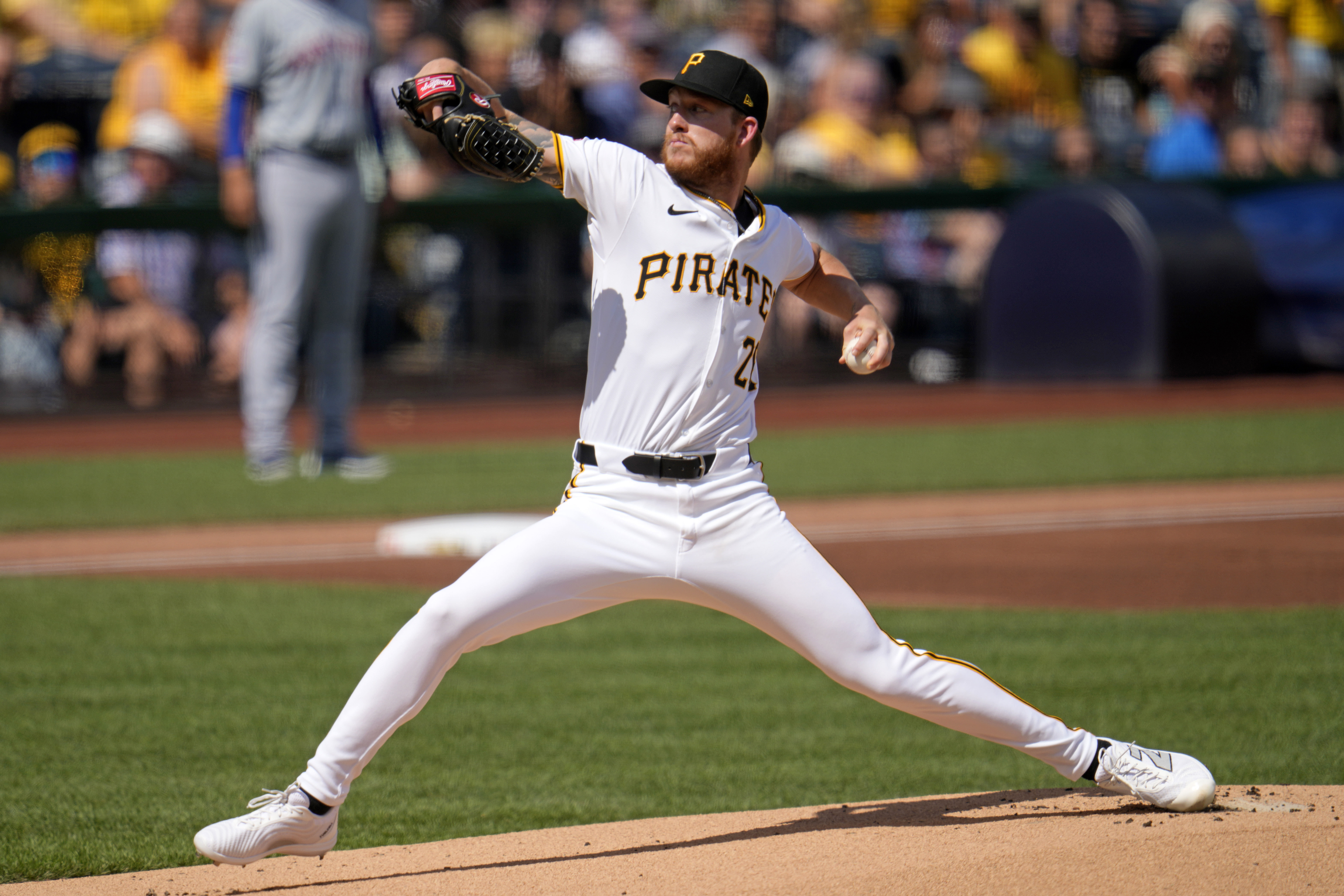 Pittsburgh Pirates starting pitcher Bailey Falter delivers during the first inning of a baseball game against the New York Mets in Pittsburgh, Saturday, July 6, 2024. 