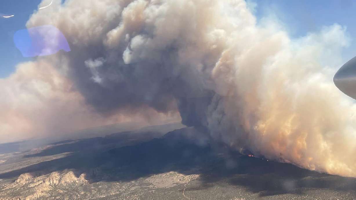 The Deer Springs Fire burning south of Bryce Canyon National Park on Sunday.