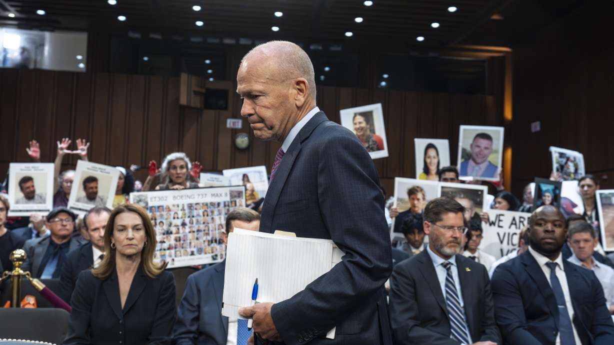 Boeing CEO Dave Calhoun arrives at a Senate subcommittee hearing June 18. The Justice Department says Boeing has agreed to plead guilty to a criminal fraud charge.
