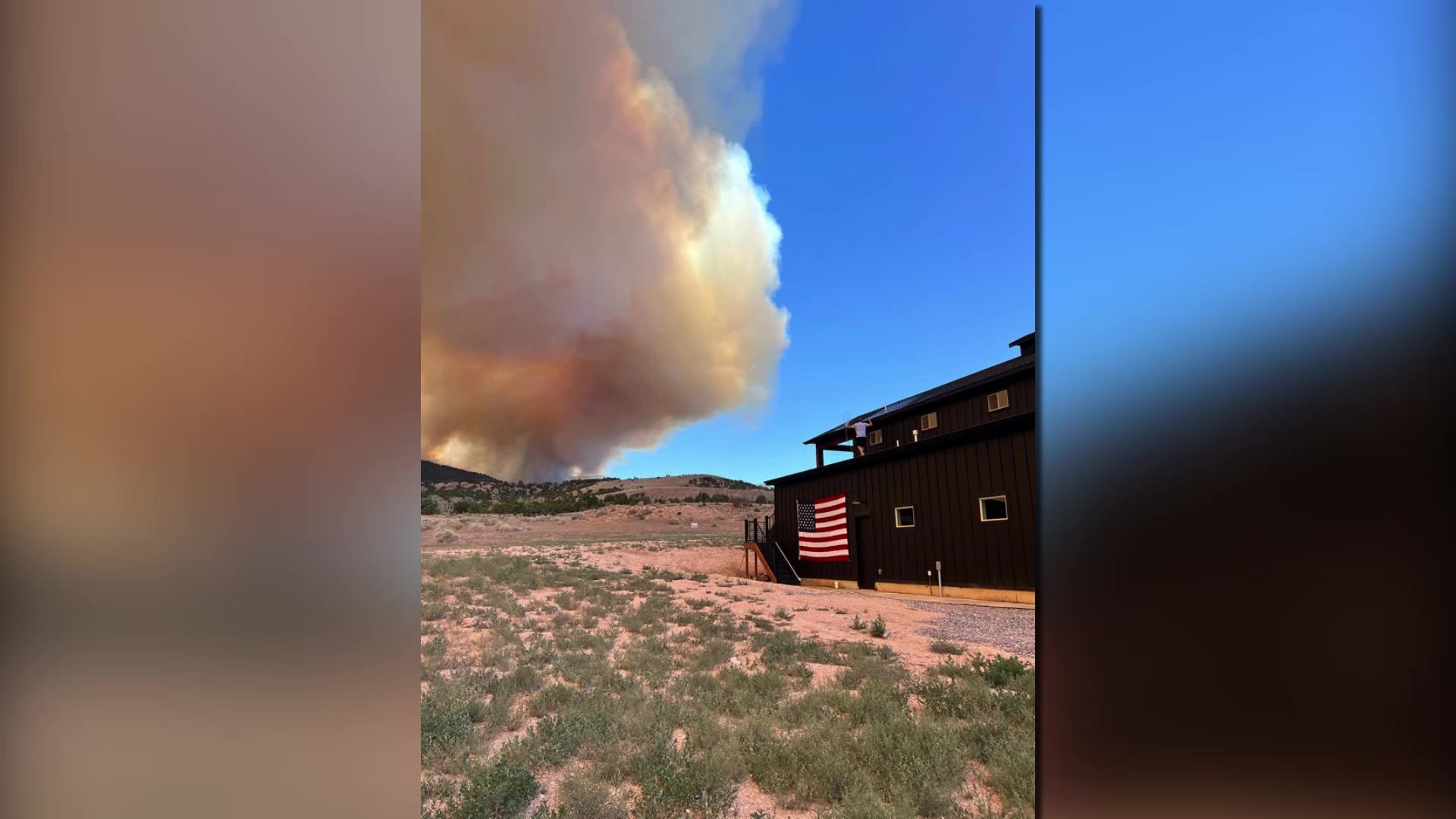 The Silver King Fire is seen near Ellery Gowdy’s father’s property in Piute County Sunday.