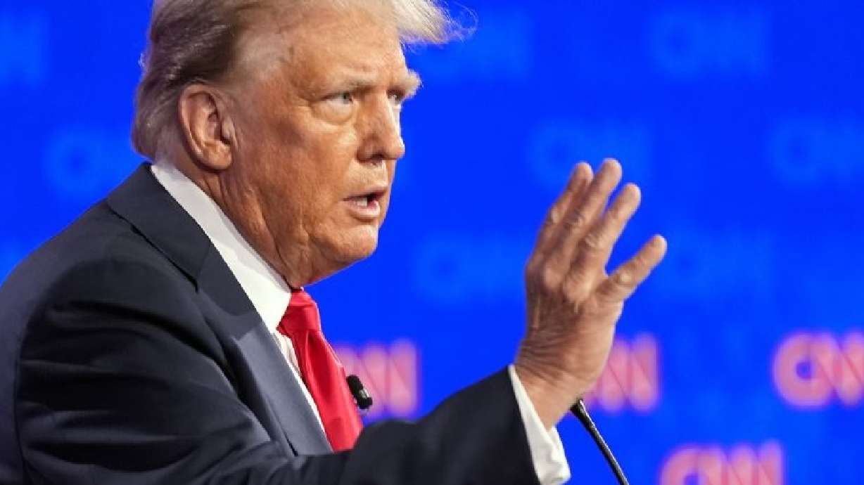Republican presidential candidate and former President Donald Trump speaks during a presidential debate hosted by CNN with President Joe Biden, June 27 in Atlanta. The Republican National Committee's platform committee has adopted a policy document that reflects former president Donald Trump's position opposing a federal abortion ban and ceding limits to states