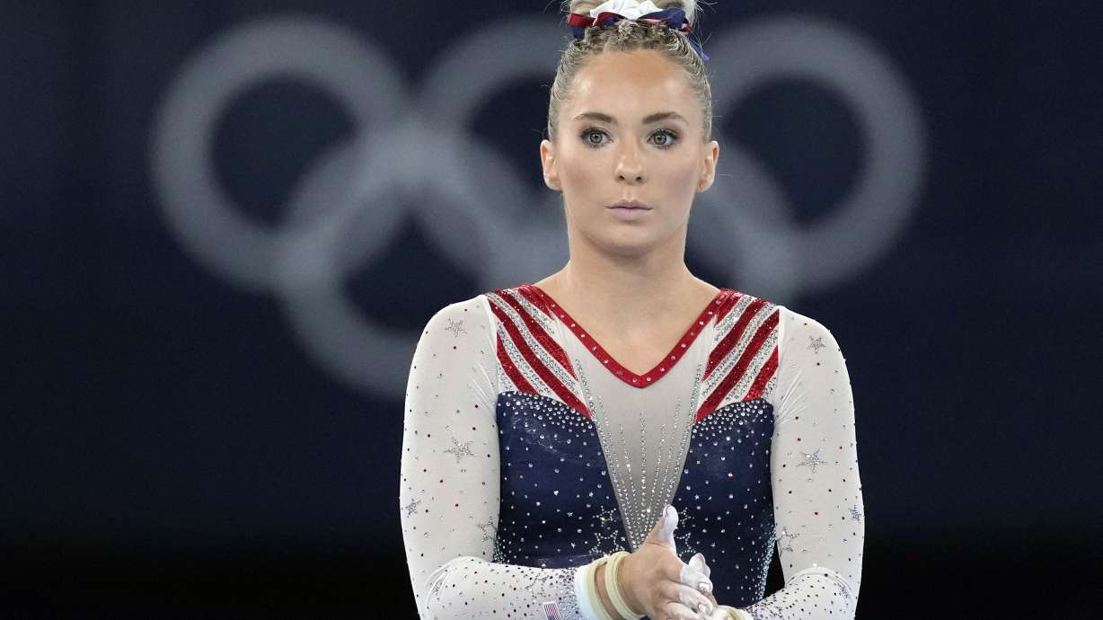 FILE- Mykayla Skinner, of United States, prepares to vault during the artistic gymnastics women's apparatus final at the 2020 Summer Olympics, Sunday, Aug. 1, 2021, in Tokyo, Japan. The Olympic medal-winning gymnast has come under fire for alleging that gymnastics coaches are scared to do their job out of fear they will be reported for abusive behavior. She has since walked back those comments, saying she did not intend to disrespect any of the women who will compete for the U.S. at the Paris Olympics.