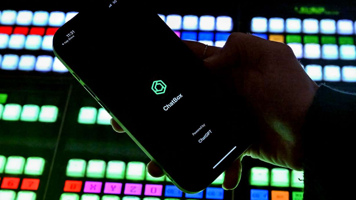 Posed photo of an iPhone with AI screen displaying in Salt Lake City on March 19. The Utah Department of Commerce on Monday launched its Office of Artificial Intelligence.