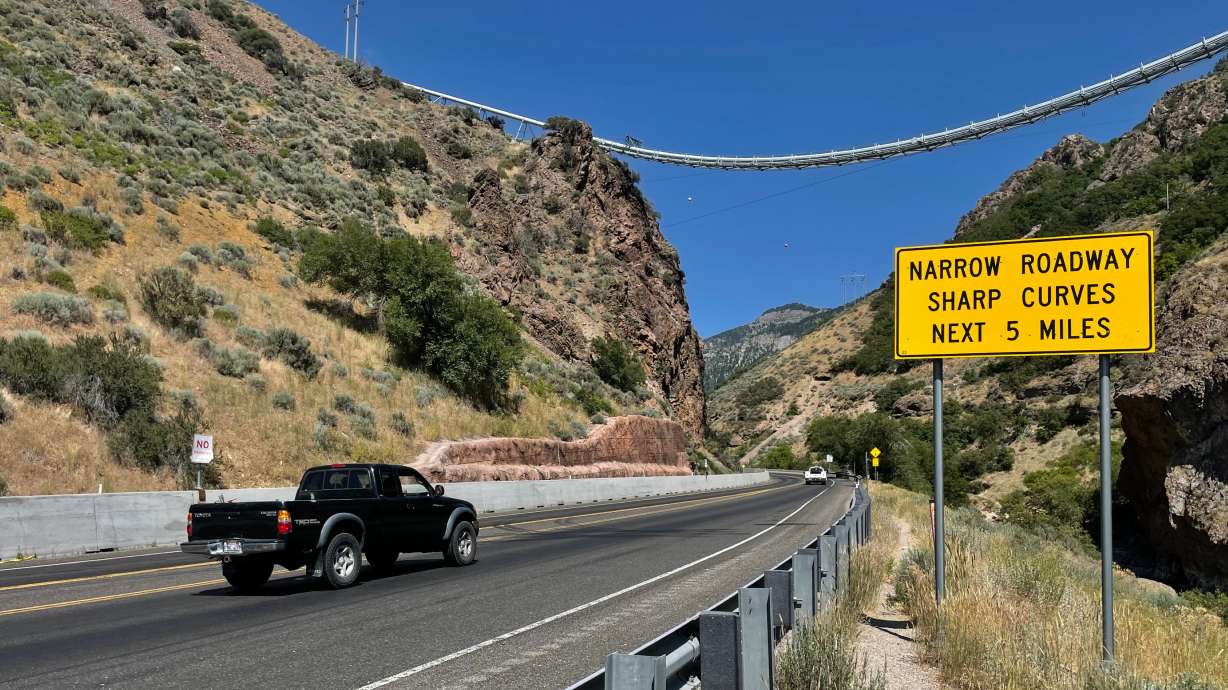 A truck on state Route 39, also known as Ogden Canyon Road, just east of Ogden on Monday. The safety of travel on the road is focus of scrutiny after an accident on the narrow, twisting road killed 2 on Saturday.