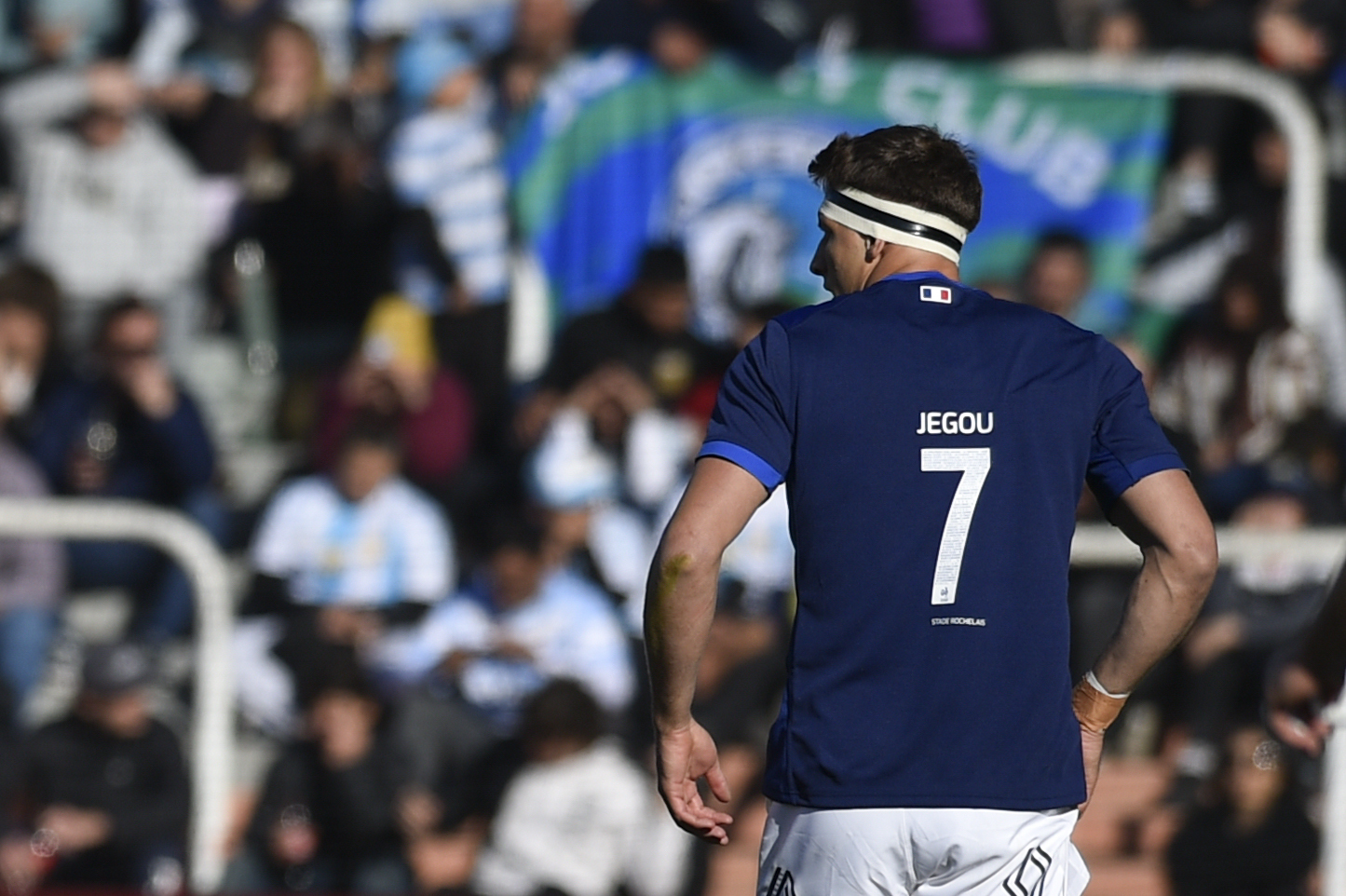 France's Oscar Jegou plays a rugby test match against Argentina in Mendoza, Argentina, Saturday, July 6, 2024. 