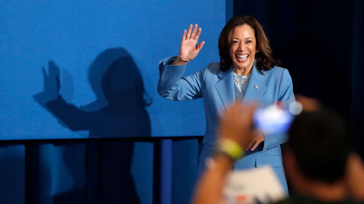 Vice President Kamala Harris arrives to speak at a campaign rally Tuesday in Las Vegas. Harris announced the launch of Asian American, Native Hawaiian and Pacific Islanders for Biden-Harris, a national program to mobilize voters.