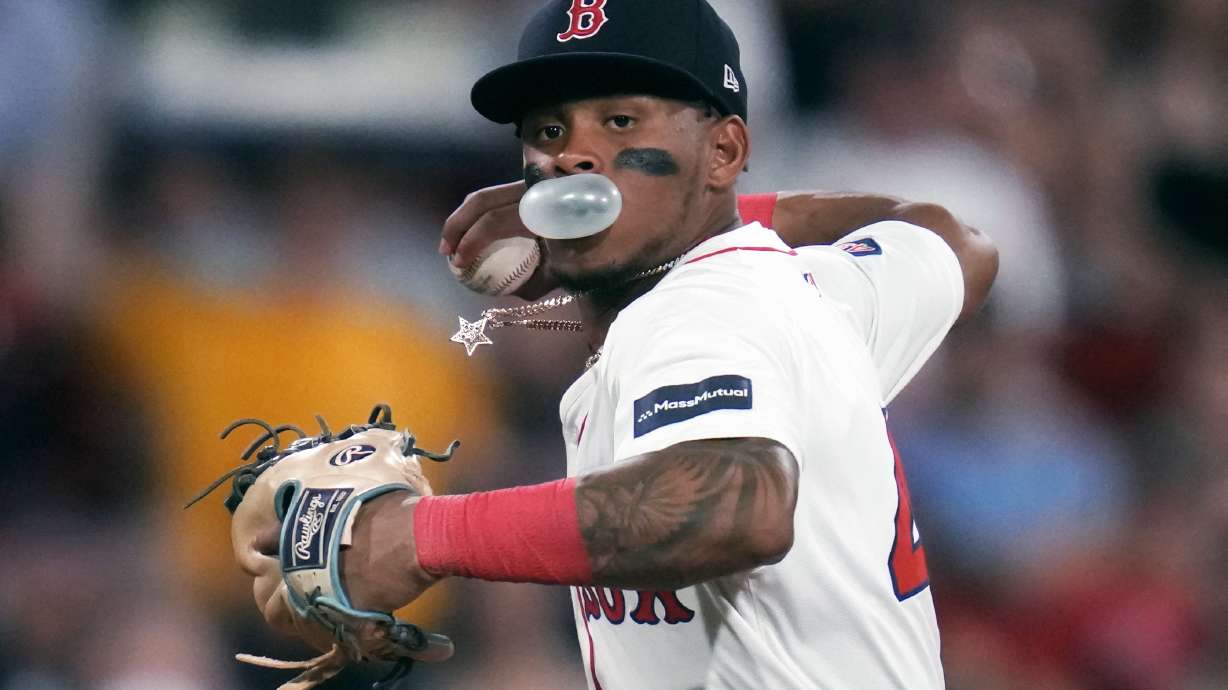 Boston Red Sox shortstop Ceddanne Rafaela fields a ground out by Oakland Athletics' Tyler Soderstrom to end the top of the fifth inning of a baseball game at Fenway Park, Tuesday, July 9, 2024, in Boston.
