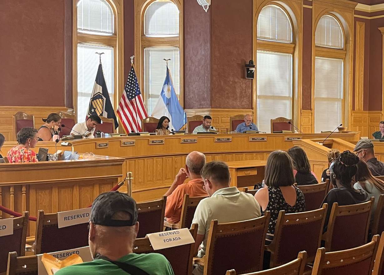 Salt Lake City Council members discuss a partnership agreement with Smith Entertainment Group during a formal meeting in Salt Lake City Tuesday evening.