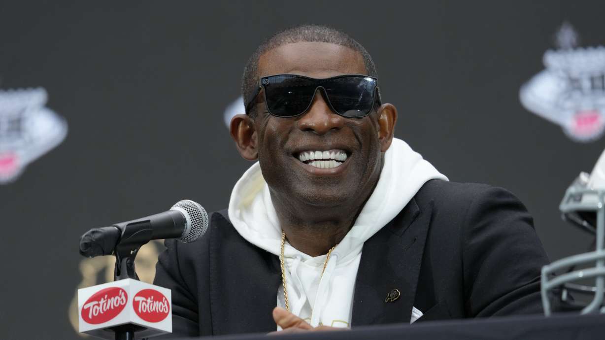 Colorado head coach Deion Sanders speaks during the Big 12 NCAA college football media days in Las Vegas, Wednesday, July 10, 2024.