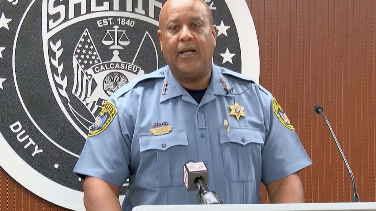 Calcasieu Parish Sheriff Gary “Stitch” Guillory speaks at a press conference Tuesday. Guillory said a “miracle baby” survived two days of sometimes stormy weather before a driver spotted him crawling along a roadside.