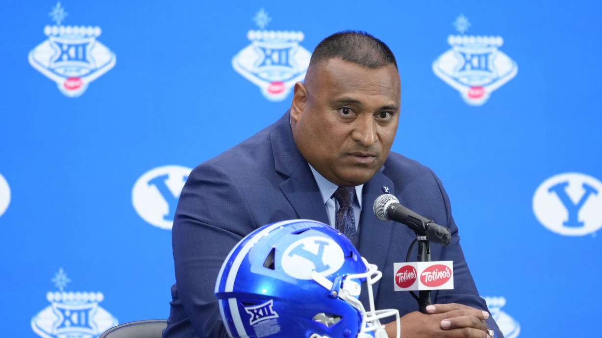 BYU head coach Kalani Sitake during Big 12 NCAA college football media days in Las Vegas, Wednesday, July 10, 2024.