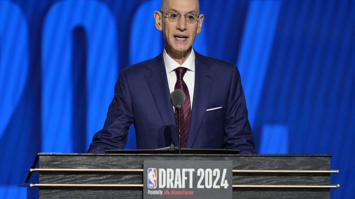NBA commissioner Adam Silver opens the NBA basketball draft, Wednesday, June 26, 2024, in New York.