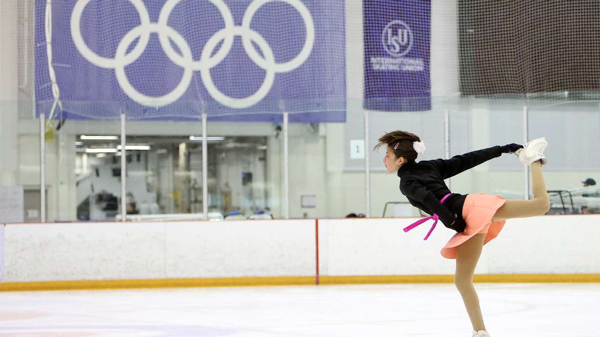 Ani Aleksanyan, 14, practices figure skating at the Utah Olympic Oval in Kearns on Wednesday. A new University of Utah report estimates that the 2034 Winter Olympics could generate $6.6 billion in economic output over the next decade.