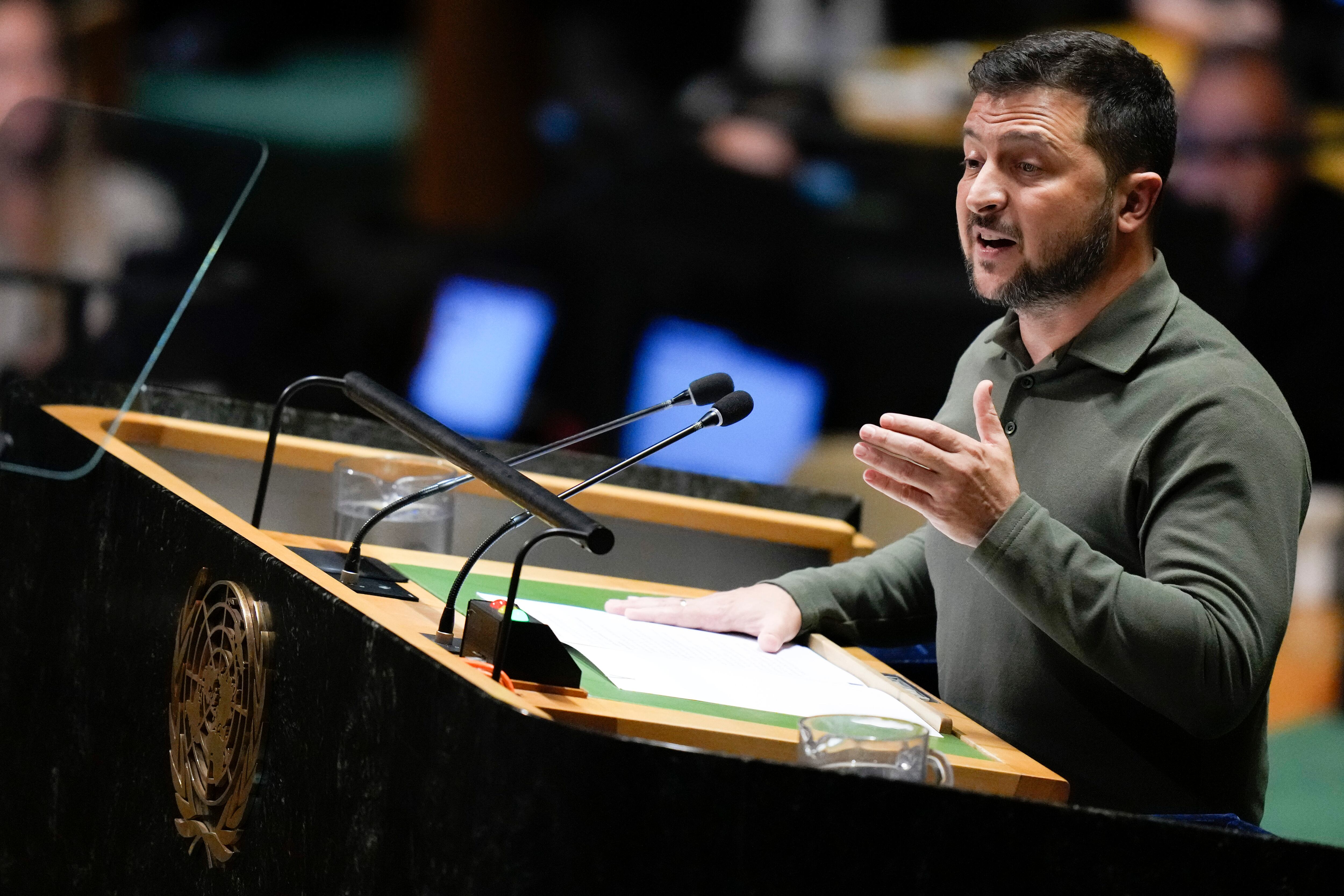 Ukranian President Volodymyr Zelenskyy addresses the 78th session of the United Nations General Assembly, Sept. 19, 2023 at United Nations headquarters. Zelenskyy and his wife Olena Zelenska will be in Salt Lake City for a National Governors Association meeting, sources have confirmed to the Deseret News.