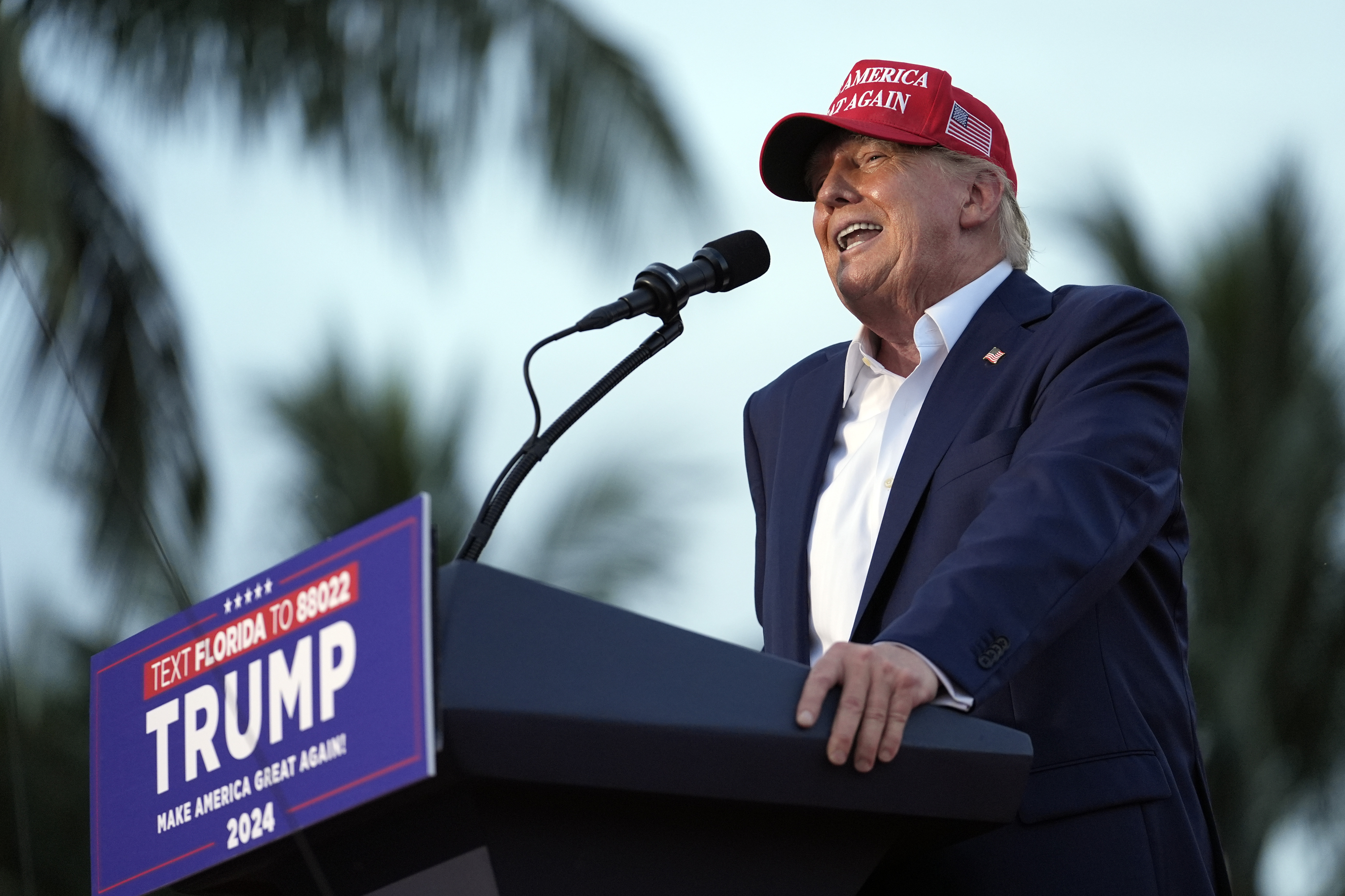 Republican presidential candidate former President Donald Trump speaks at a campaign rally at Trump National Doral Miami, Tuesday in Doral, Fla. 