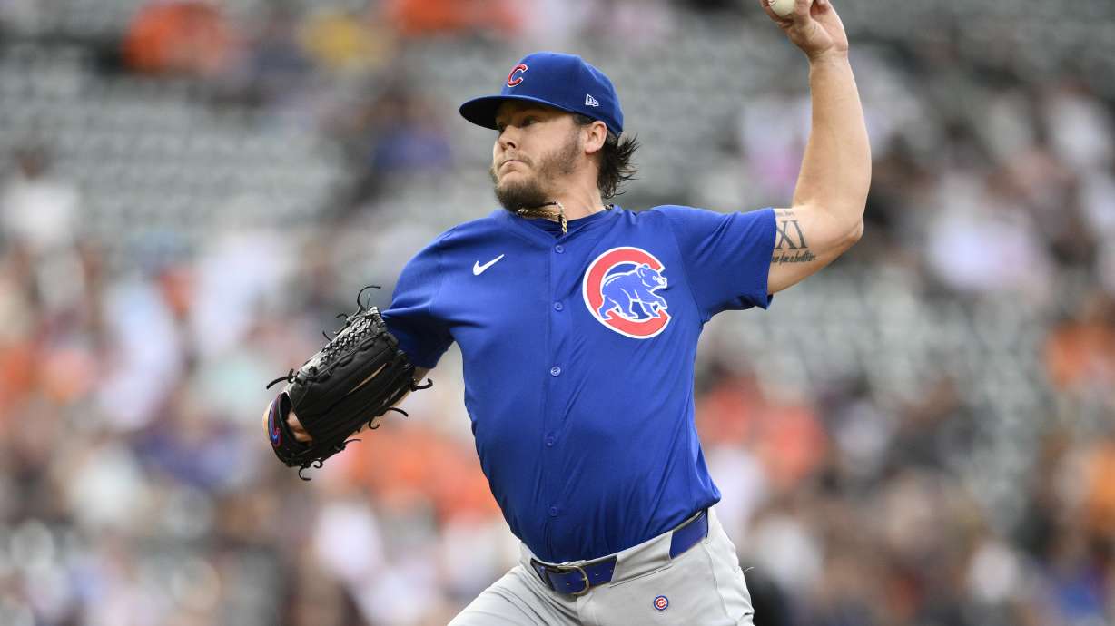 Chicago Cubs starting pitcher Justin Steele throws during the second inning of a baseball game against the Baltimore Orioles, Thursday, July 11, 2024, in Baltimore.