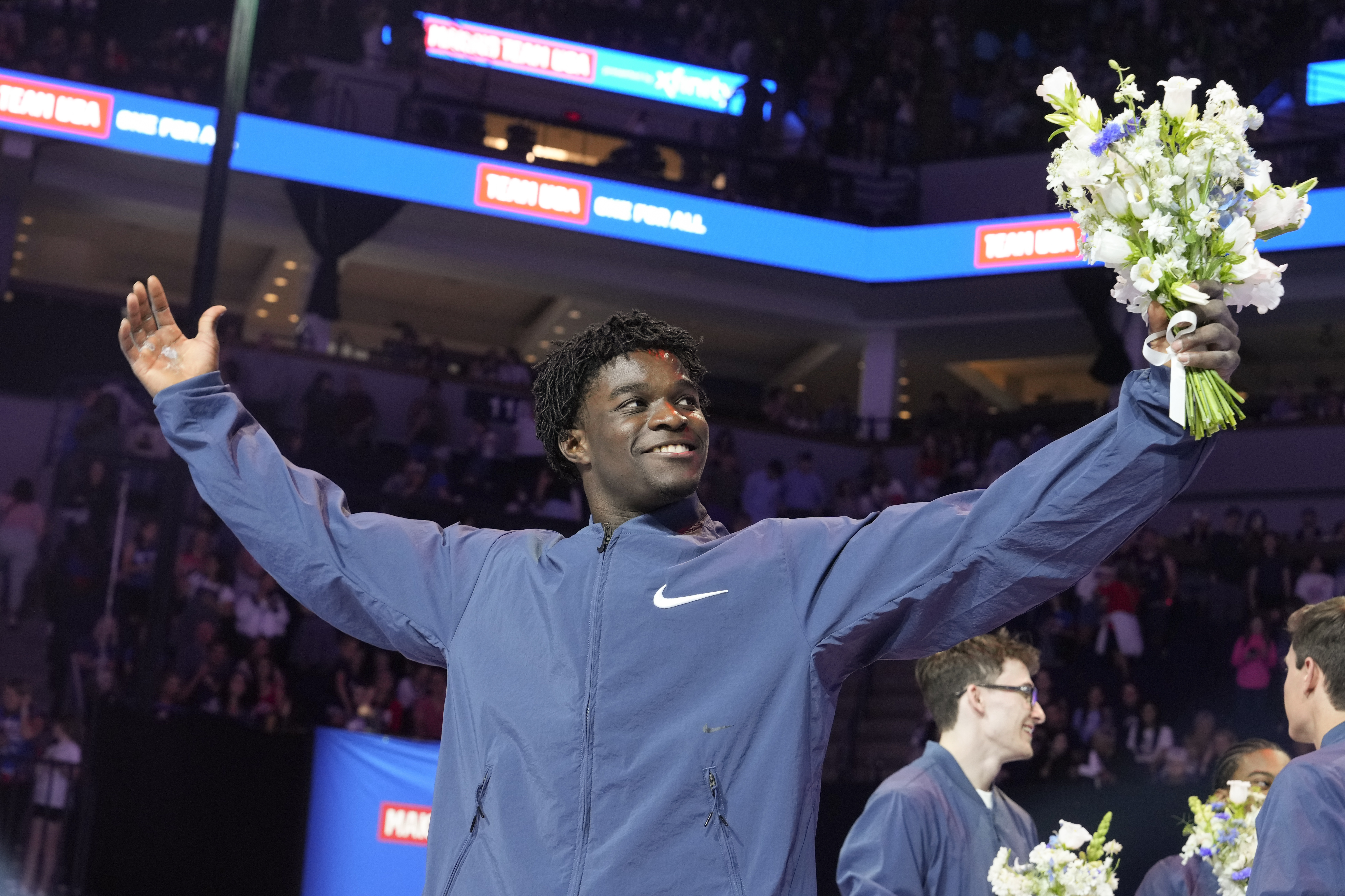 Frederick Richard smiles after being named to the 2024 Olympic team at the United States Gymnastics Olympic Trials on Saturday, June 29, 2024, in Minneapolis. 