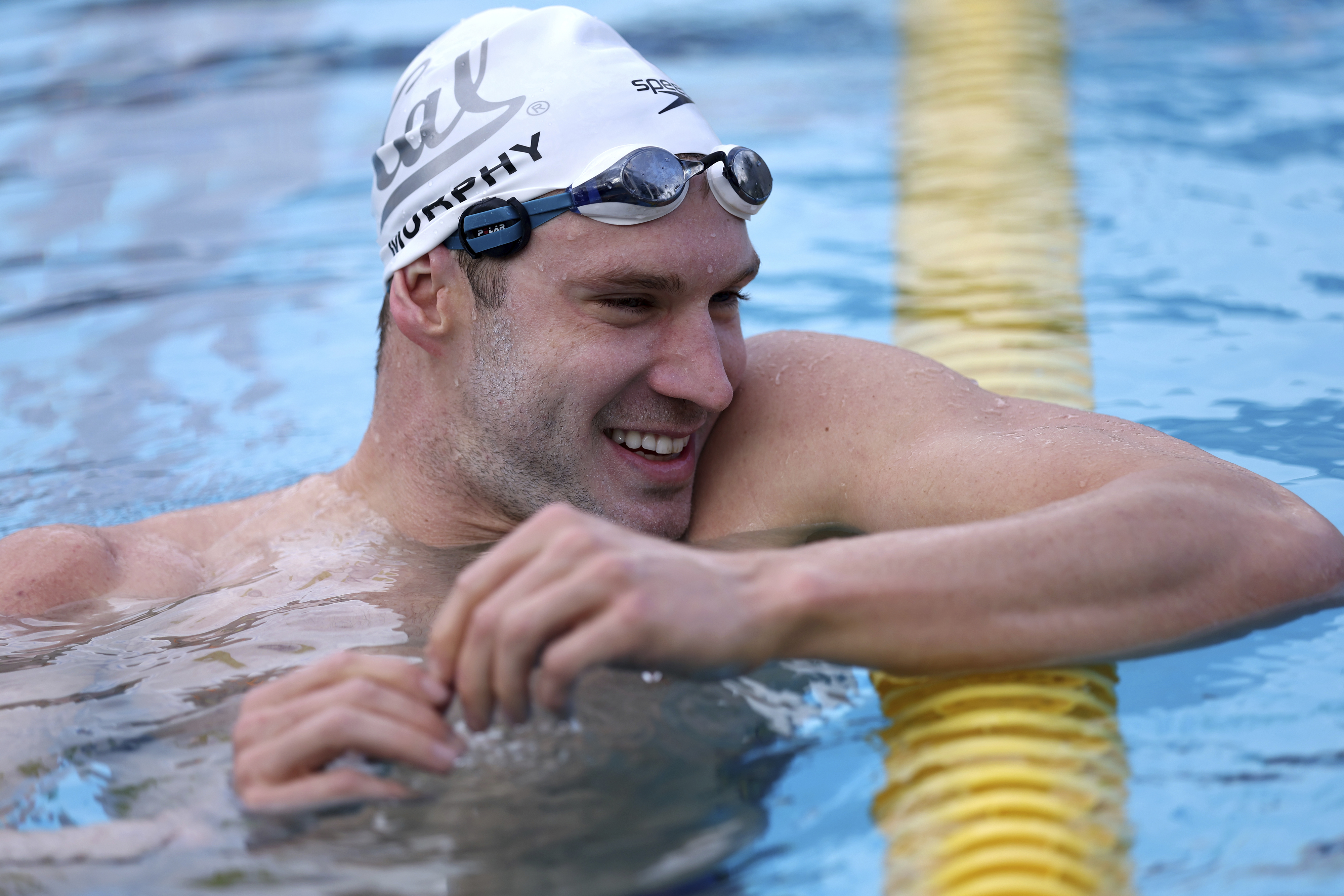 Ryan Murphy smiles during a training session Tuesday, Feb. 13, 2024, in Berkeley, Calif. 