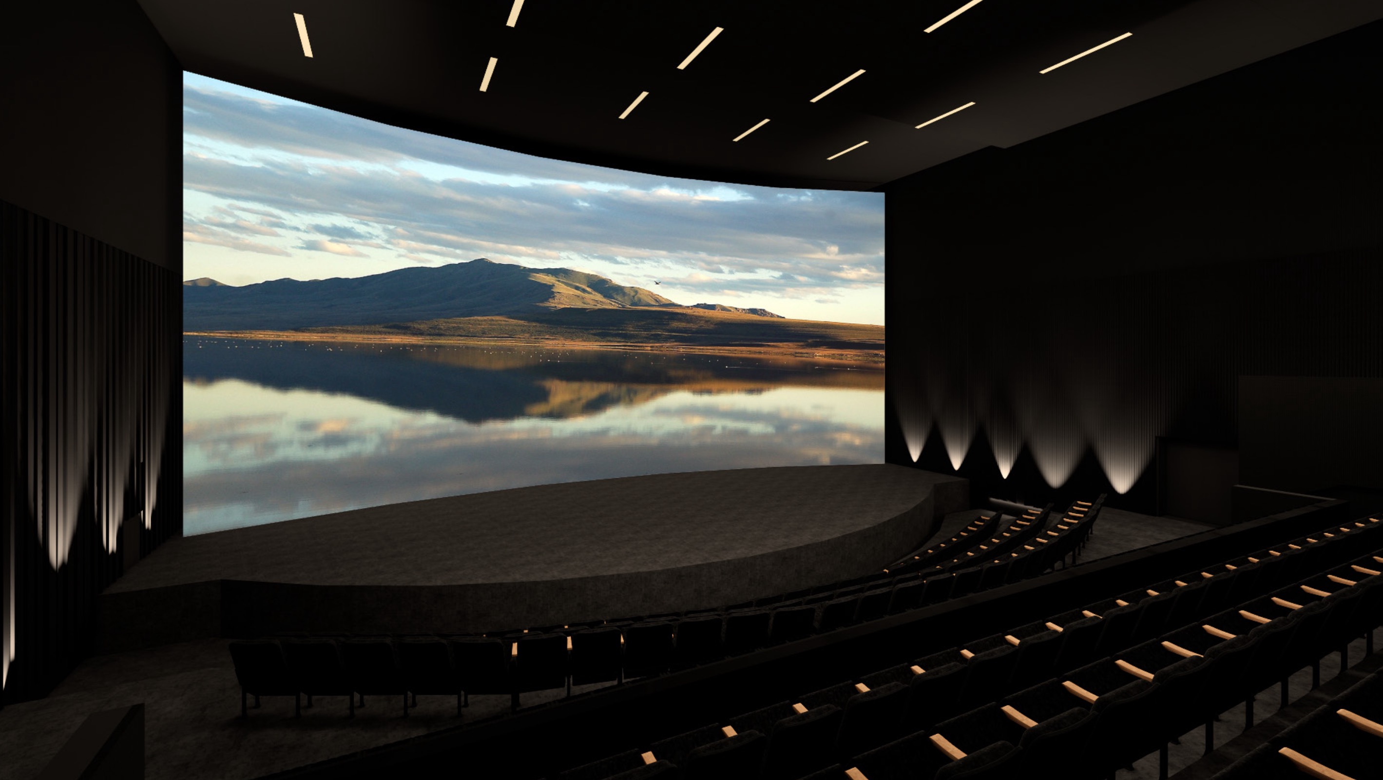 A rendering of a 200-seat theater to be construction inside new Antelope Island visitor and learning center. The theater will screen a documentary called “Secrets of Great Salt Lake” once it opens next year.