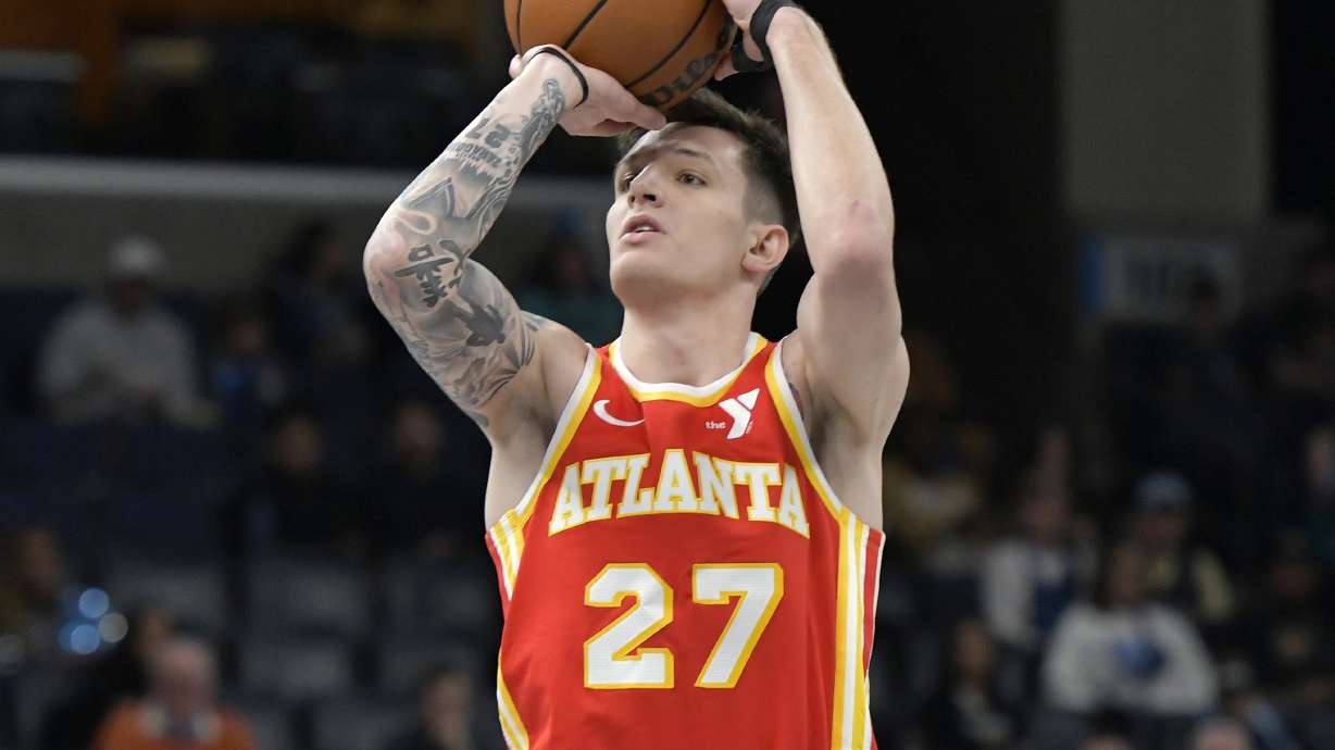 FILE - Atlanta Hawks guard Vit Krejci looks to shoot in the first half of an NBA basketball game against the Memphis Grizzlies, March 8, 2024, in Memphis, Tenn. The Hawks took another step in reshaping their roster by signing Krejci to a $10.2 million, four-year contract. The deal with Krejci, who started in 14 of his 22 games with Atlanta on a two-way contract last season, was announced by the Hawks, Friday, July 12, 2024.