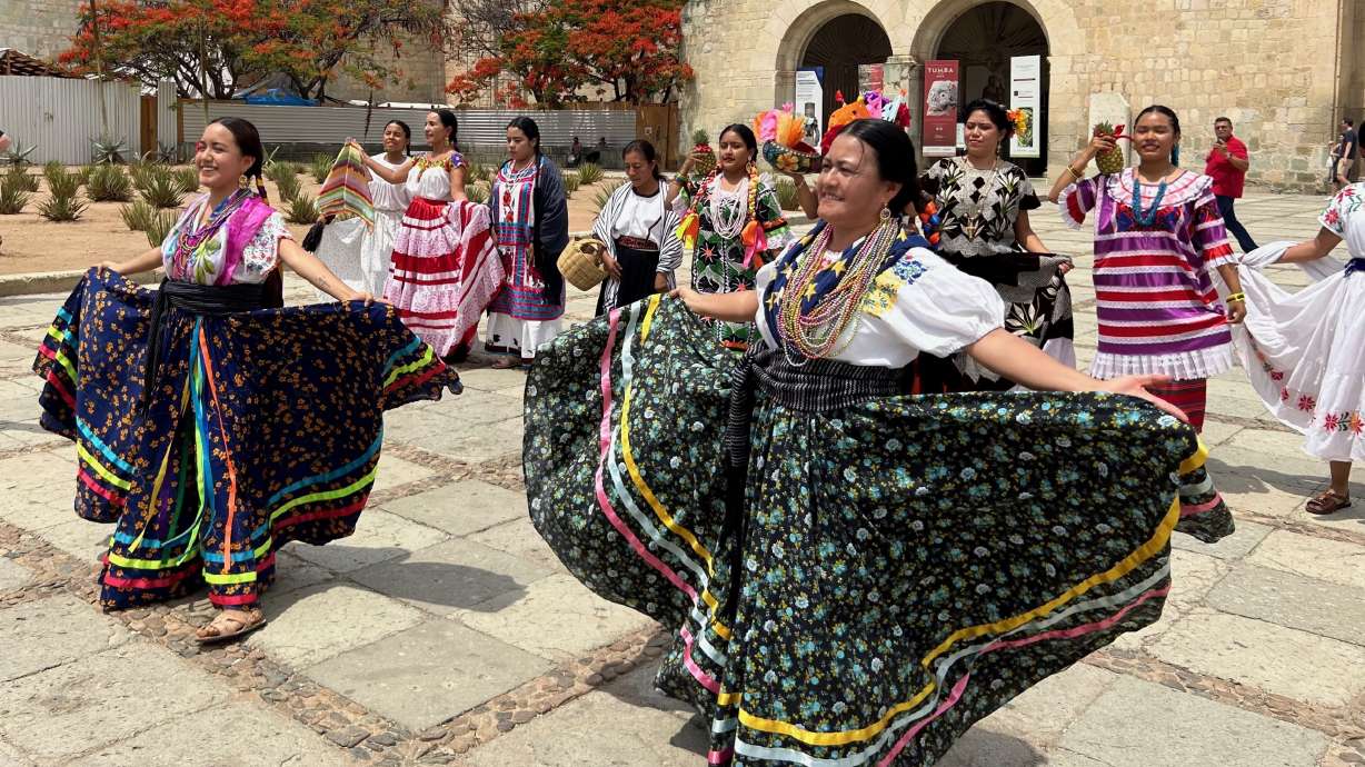 Dancers from the Cultural Organization YUHUA of Oaxaca, Mexico, in an undated photo. They are to perform in Salt Lake City on Tuesday.