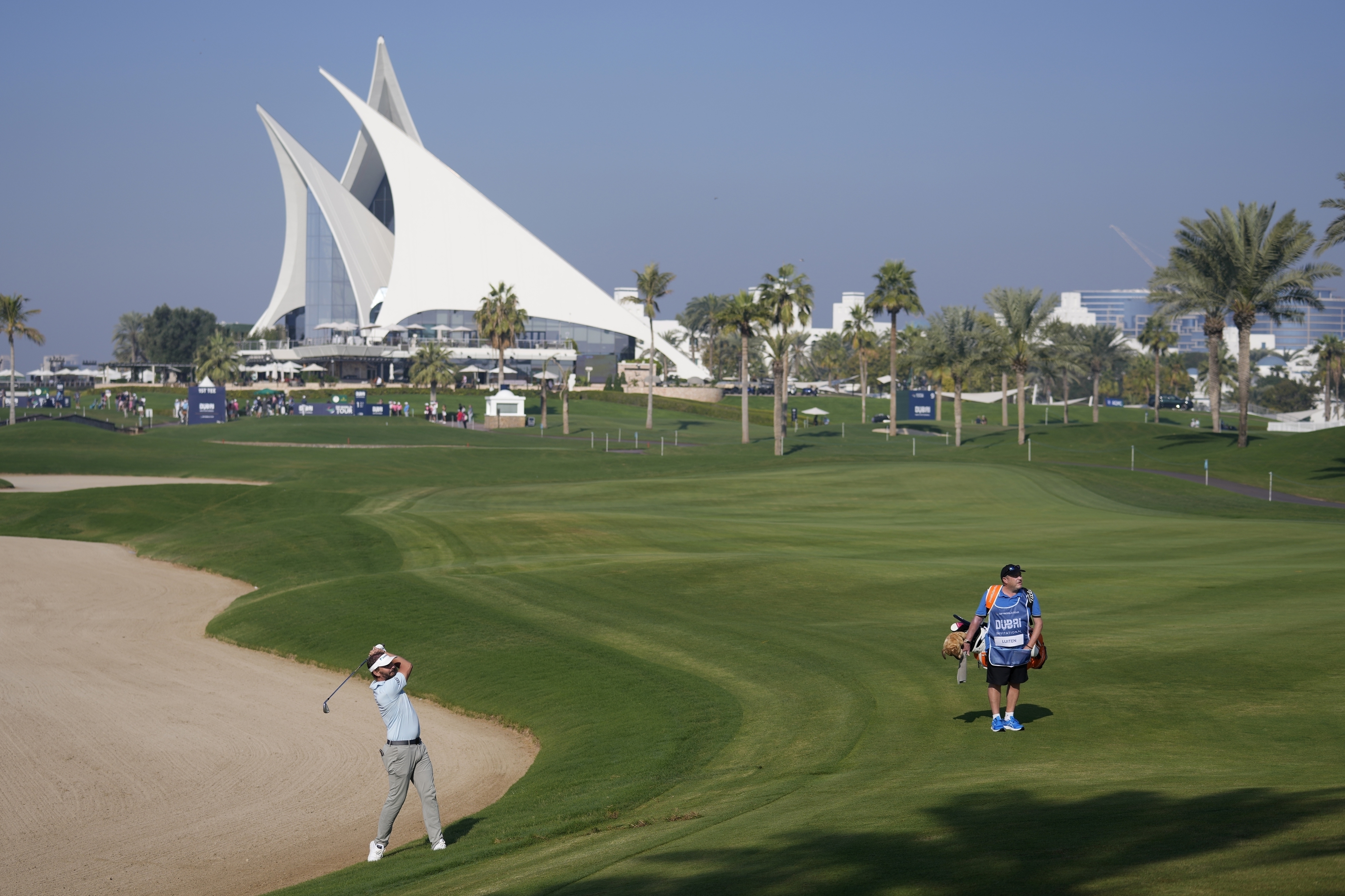FILE - Joost Luiten of Netherlands plays his second shot on the first hole during the second round of the Dubai Invitational golf tournament, in Dubai, United Arab Emirates, Friday, Jan. 12, 2024. Luiten is being kept out of the Olympics by Dutch officials who feel his world ranking is too low.