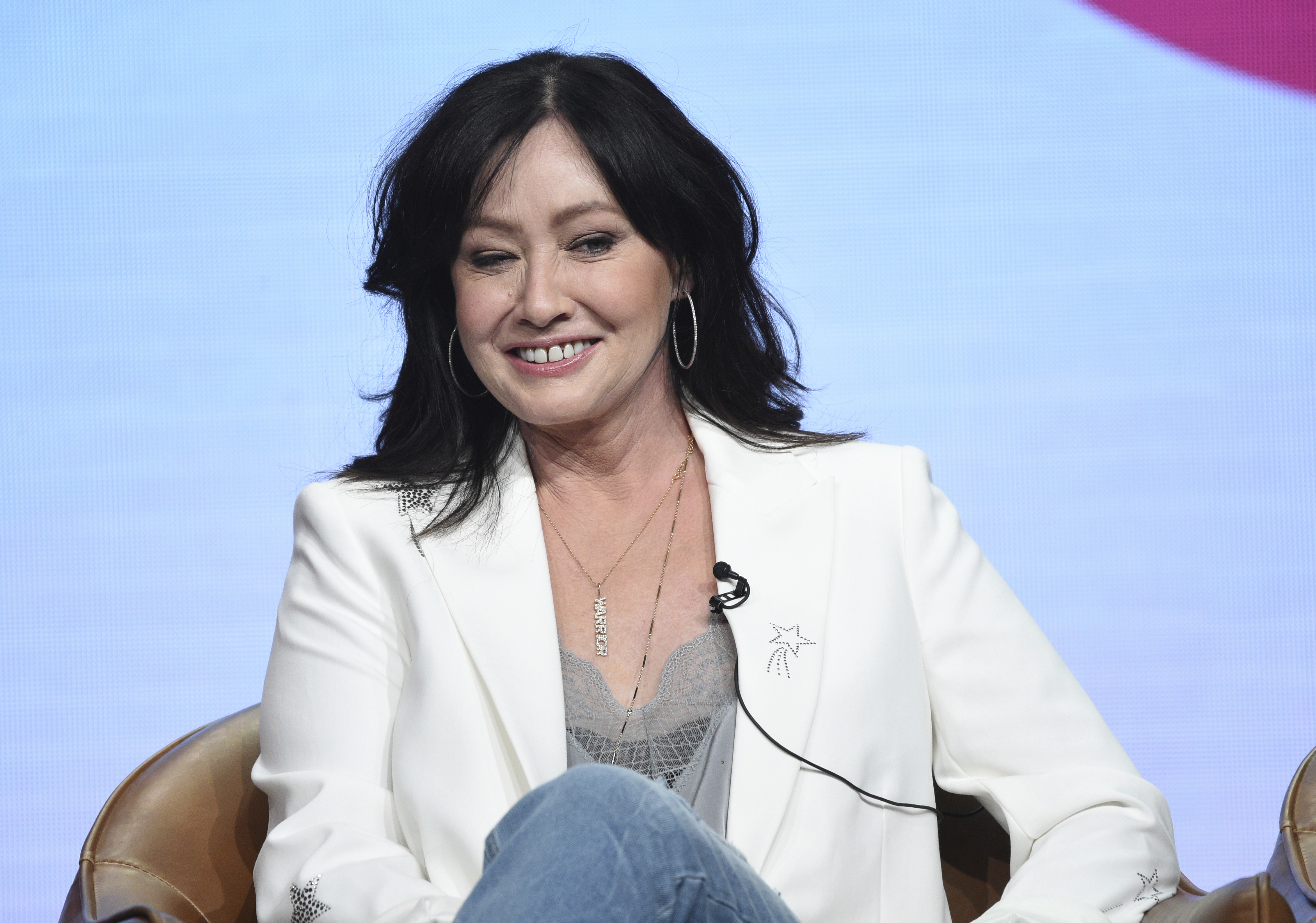 Shannen Doherty participates in Fox's "BH90210" panel at the Television Critics Association Summer Press Tour on Aug. 7, 2019, in Beverly Hills, Calif. Doherty, the "Beverly Hills, 90210" star, has died, Saturday. She was 53.