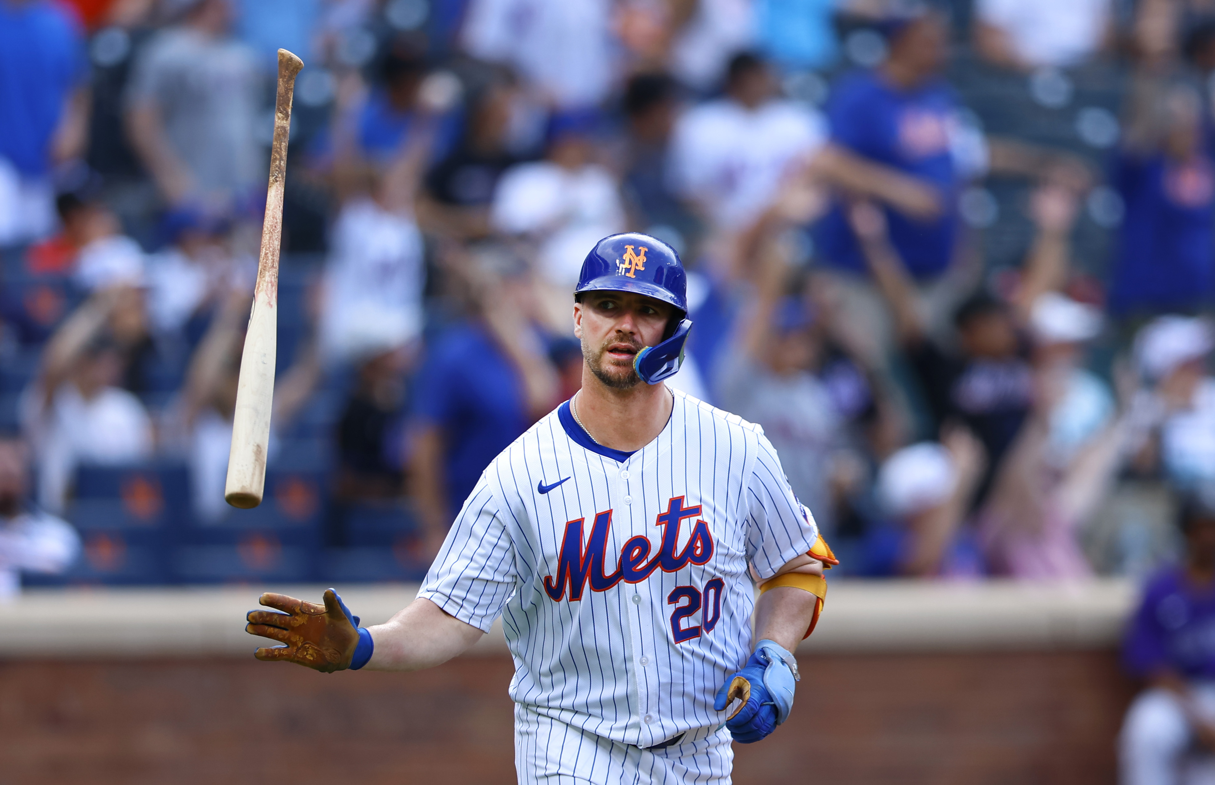 New York Mets' Pete Alonso hits a two run home run against the Colorado Rockies during the fourth inning of a baseball game, Sunday, July 14, 2024, in New York. 