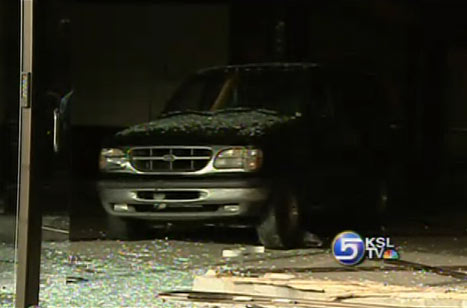 Woman Chases Man Through Building with SUV