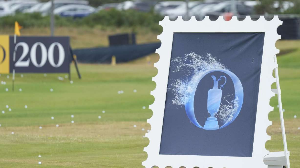 Balls lie on the range at the British Open Golf Championships at Royal Troon golf club in Troon, Scotland, Tuesday, July 16, 2024.