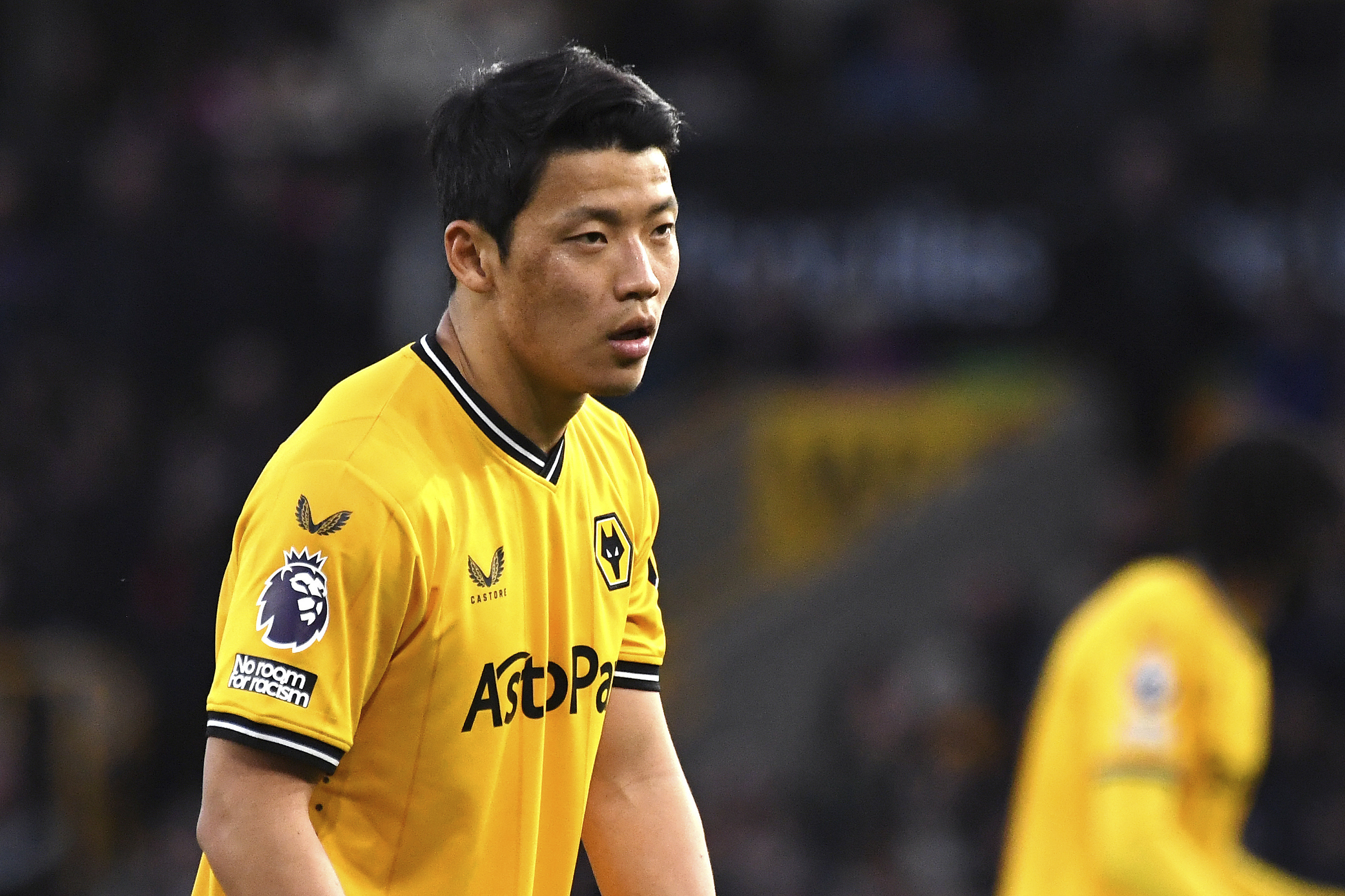 FILE - Wolverhampton Wanderers' Hwang Hee-chan attends the English Premier League soccer match between Wolverhampton Wanderers and Arsenal in Wolverhampton, England, on April 20, 2024. Italian soccer team Como has defended a player who allegedly said Wolves’ South Korean forward Hee Chan Hwang “thinks he’s Jackie Chan” during a pre-season game on Monday. 