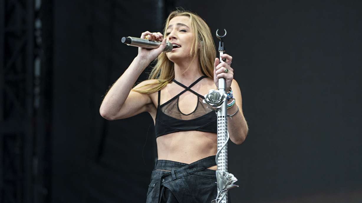FILE - Ingrid Andress performs on day four of the Lollapalooza Music Festival in Chicago on Aug. 6, 2023.