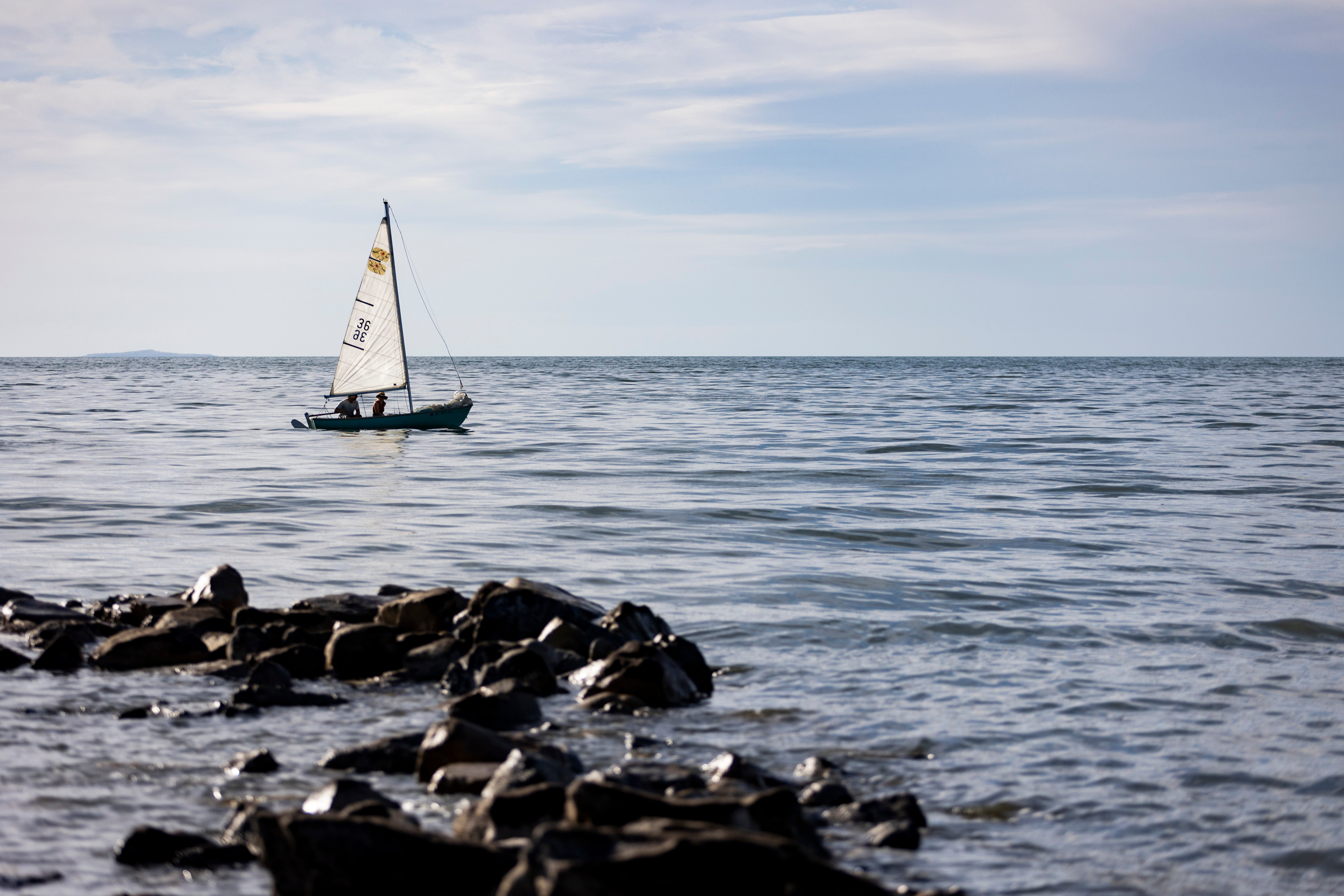 A sailboat is seen at the Great Salt Lake State Park in Magna on June 15, 2024. Sailfest, a celebration of boating on the Great Salt Lake, will take place at the park on Saturday.