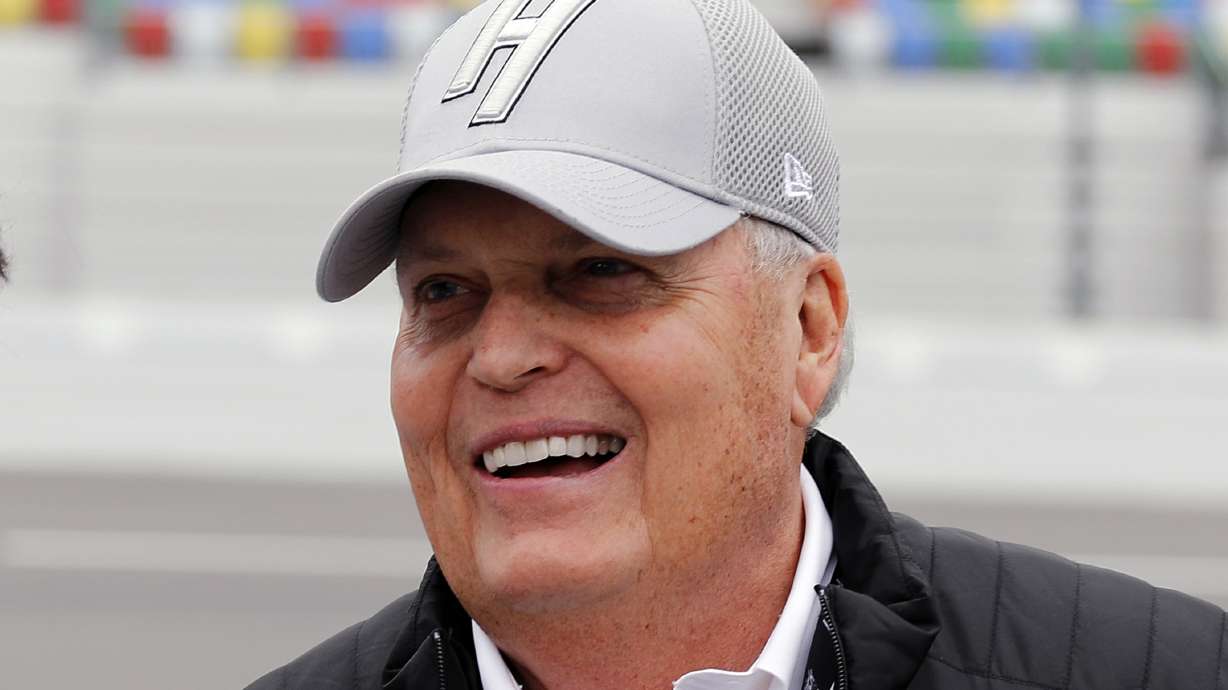 FILE - NASCAR team owner Rick Hendrick laughs on pit road during qualifying for the Daytona 500 auto race at Daytona International Speedway, in Daytona Beach, Fla., Feb. 10, 2019. Indianapolis Motor Speedway officials announced Wednesday, July 17, 2024, that the longtime NASCAR owner will drive the pace car for the 30th Brickyard race — and the first on the historic 2.5-mile oval since 2020.
