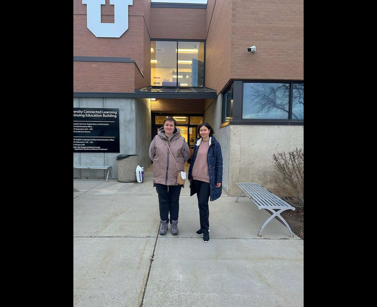 Hanna and Marianna outside the University of Utah for their first English class in March last year.