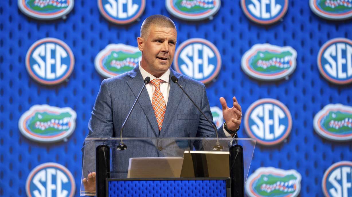 Florida head coach Billy Napier speaks during the Southeastern Conference NCAA college football media days Wednesday, July 17, 2024, in Dallas.