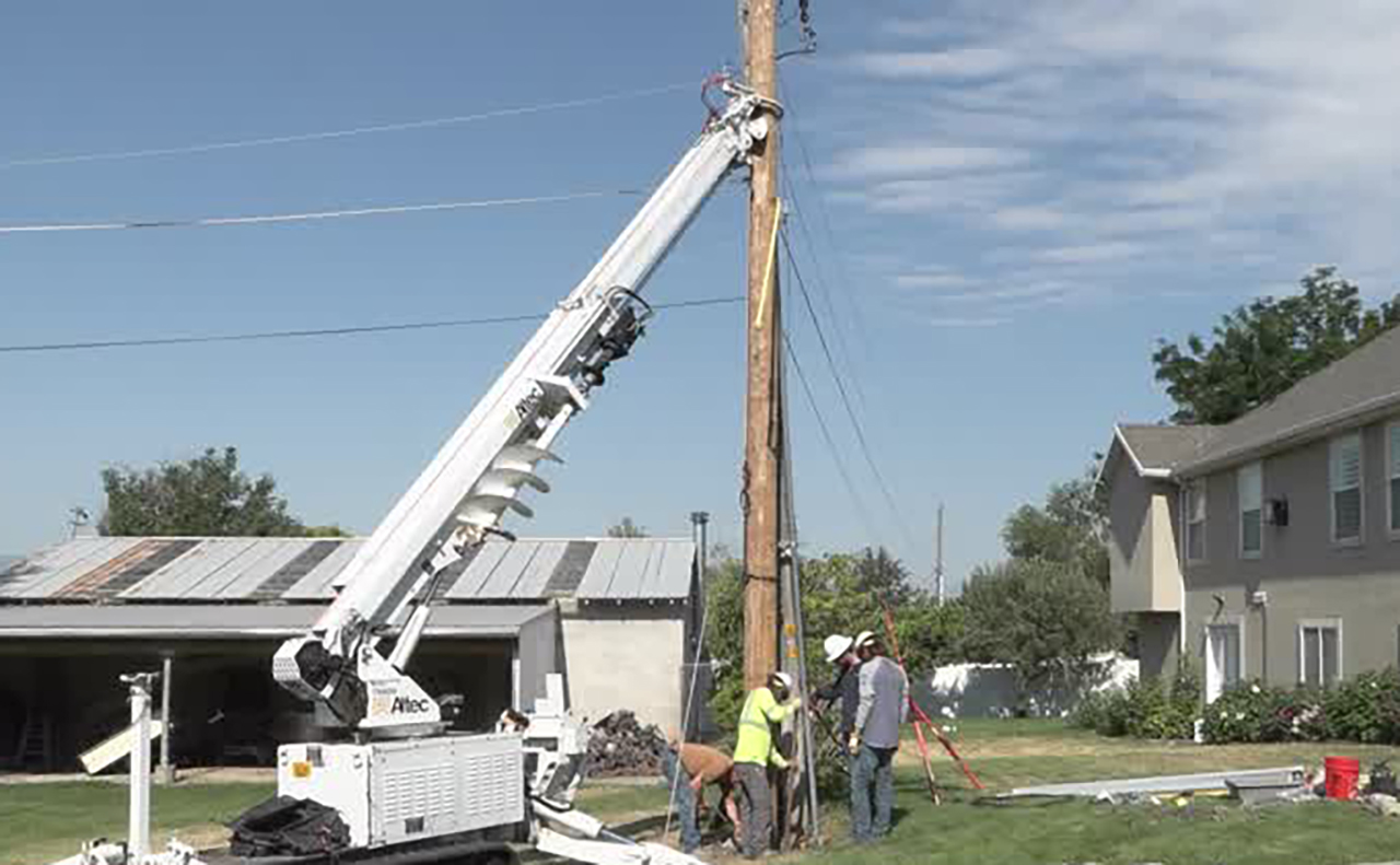 Crews work on a power line in Pleasant Grove on Wednesday during a planned power outage. Thousands of people across Utah have been without power recently and Rocky Mountain Power says many outages are triggered by fire sensors.