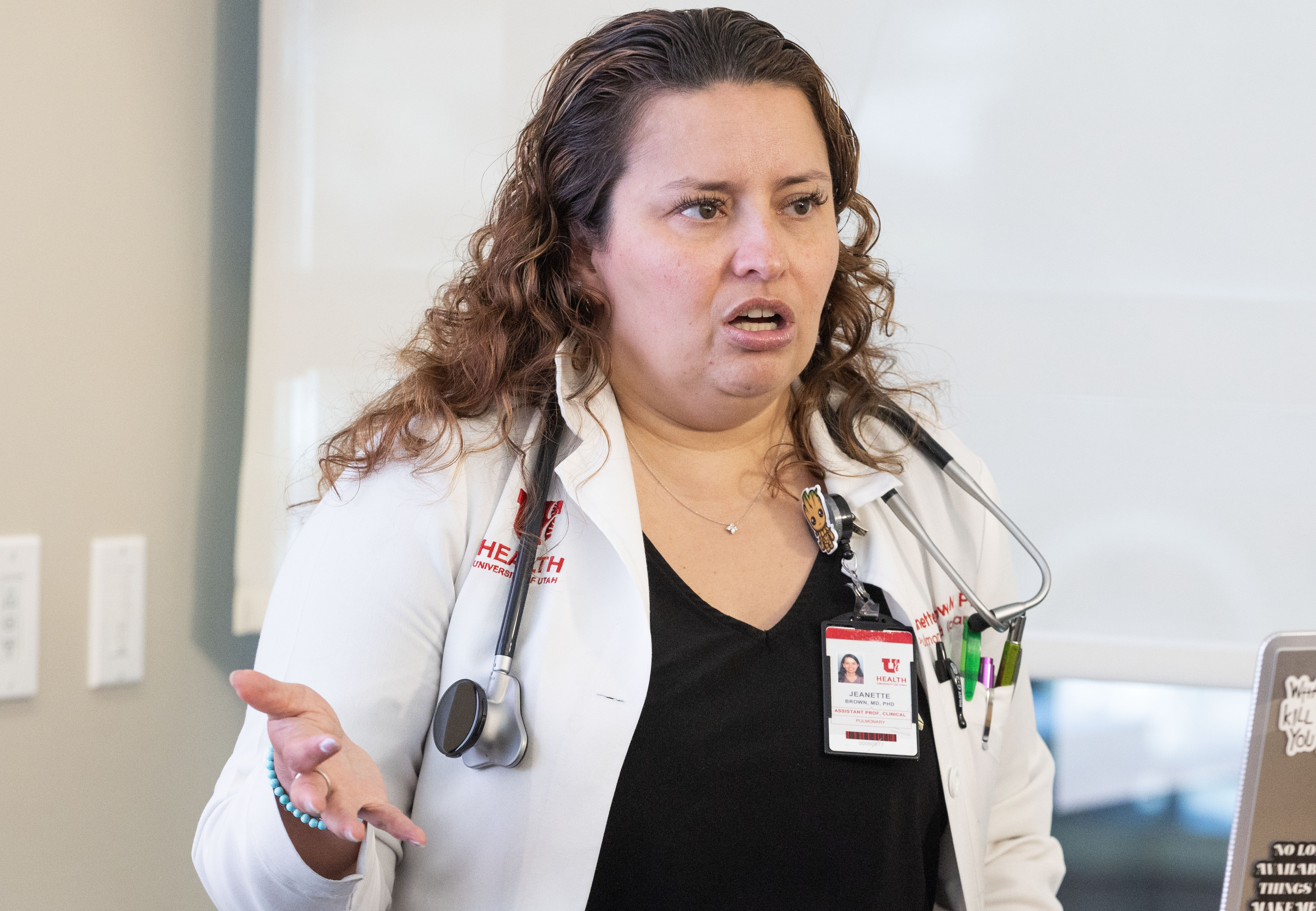 Dr. Jeanette Brown, director at the University of Utah Health Long COVID Clinic, speaks during a press conference addressing treatments for long COVID, in Salt Lake City on Thursday.