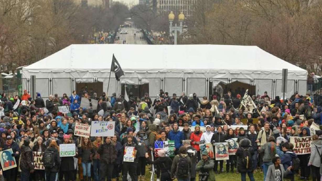 Protesters before the inauguration of President-elect Donald Trump in Washington, Jan. 20, 2017. A former prosecutor is facing attorney discipline proceedings on the accusation of obscuring evidence against people who protested the inauguration.